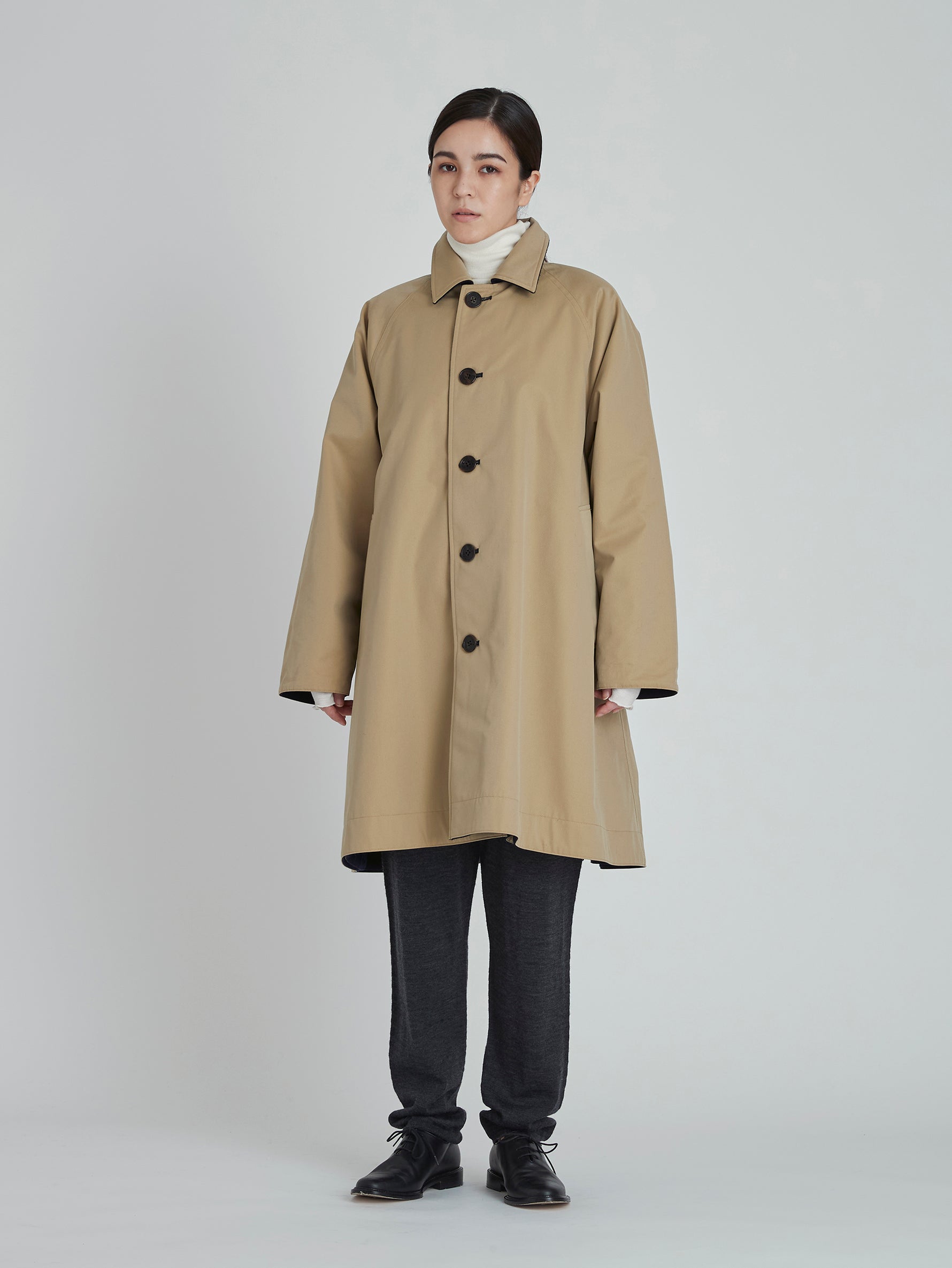 ウールリバーシブルステンカラーコート/TBCA-013