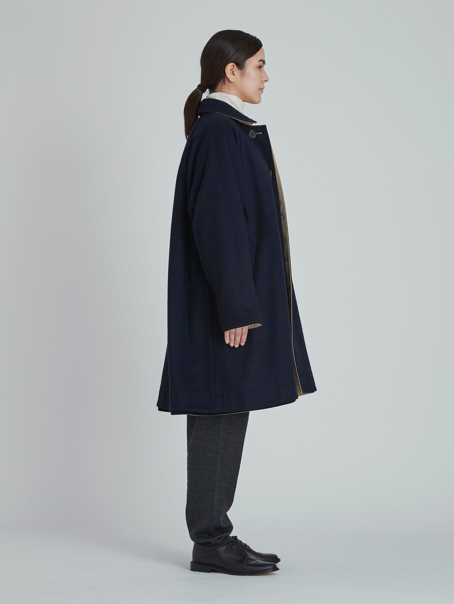 ウールリバーシブルステンカラーコート/TBCA-013