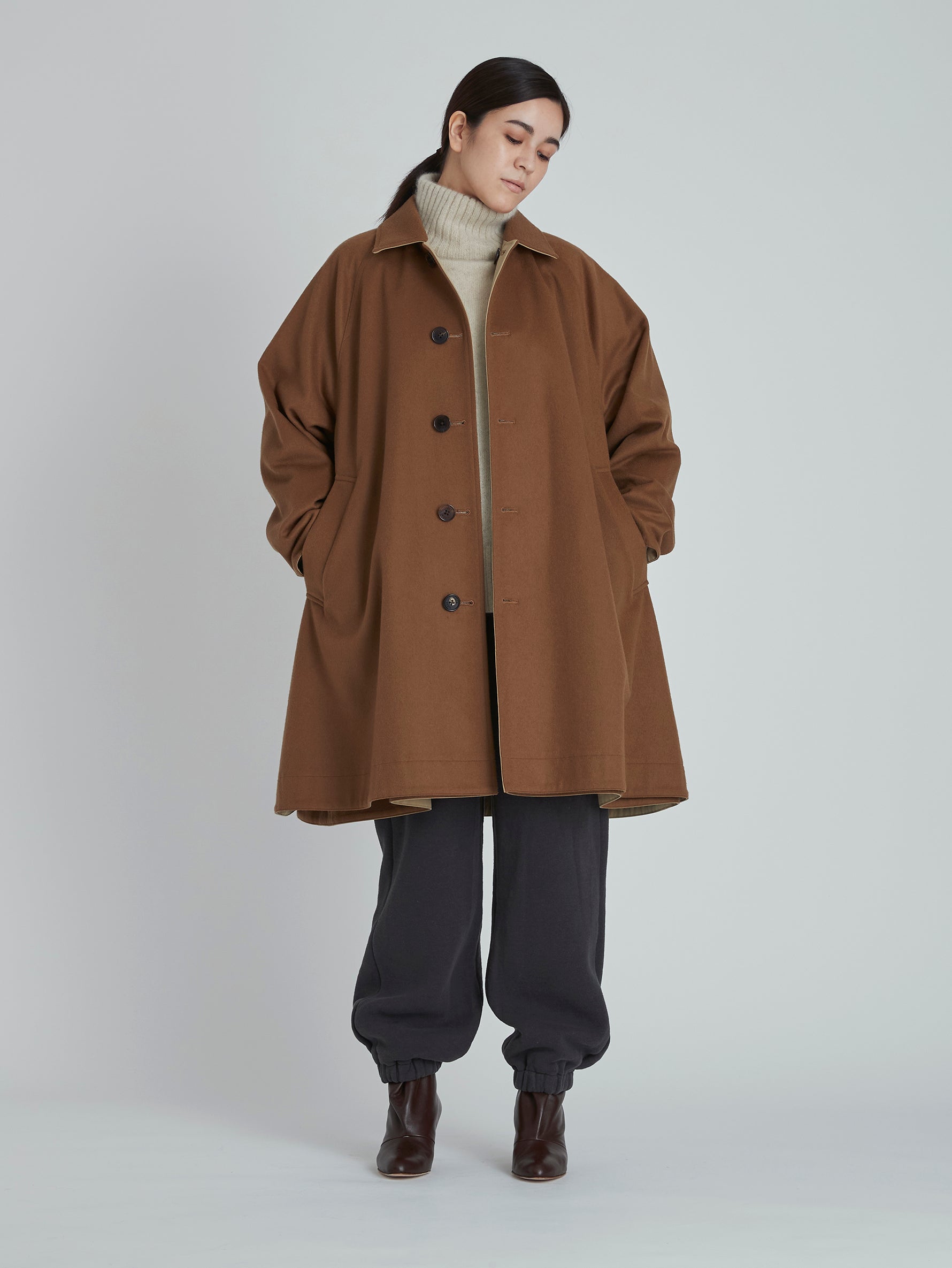 ウールリバーシブルステンカラーコート/TBCA-013