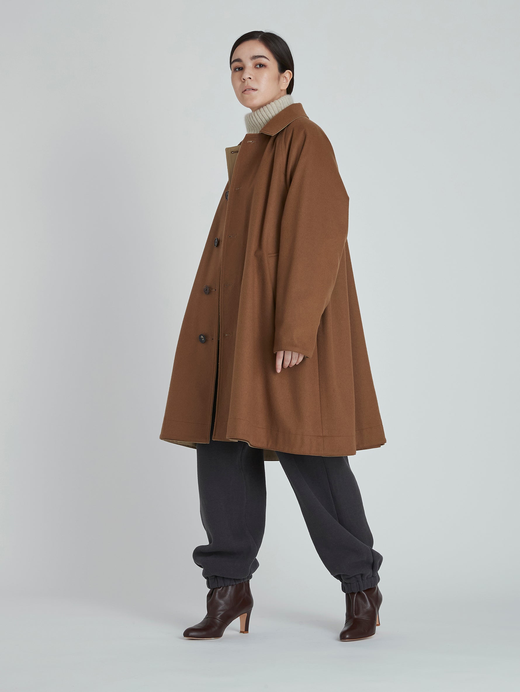 ウールリバーシブルステンカラーコート/TBCA-013