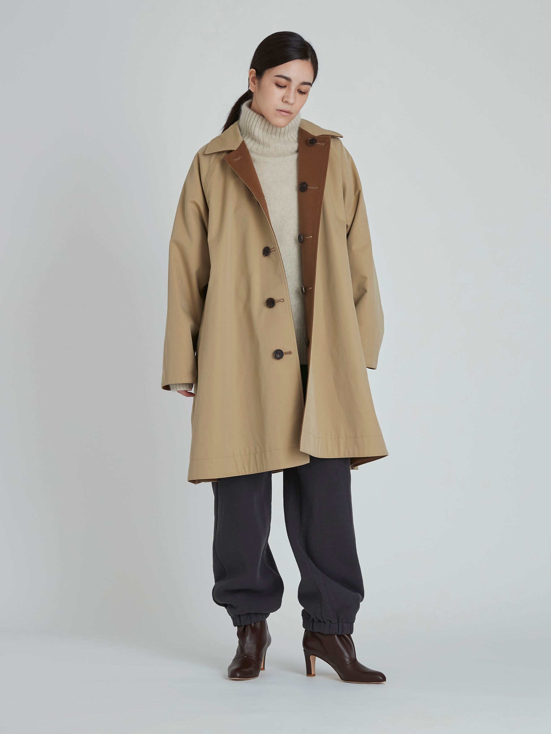 ウールリバーシブルステンカラーコート/TBCA-013