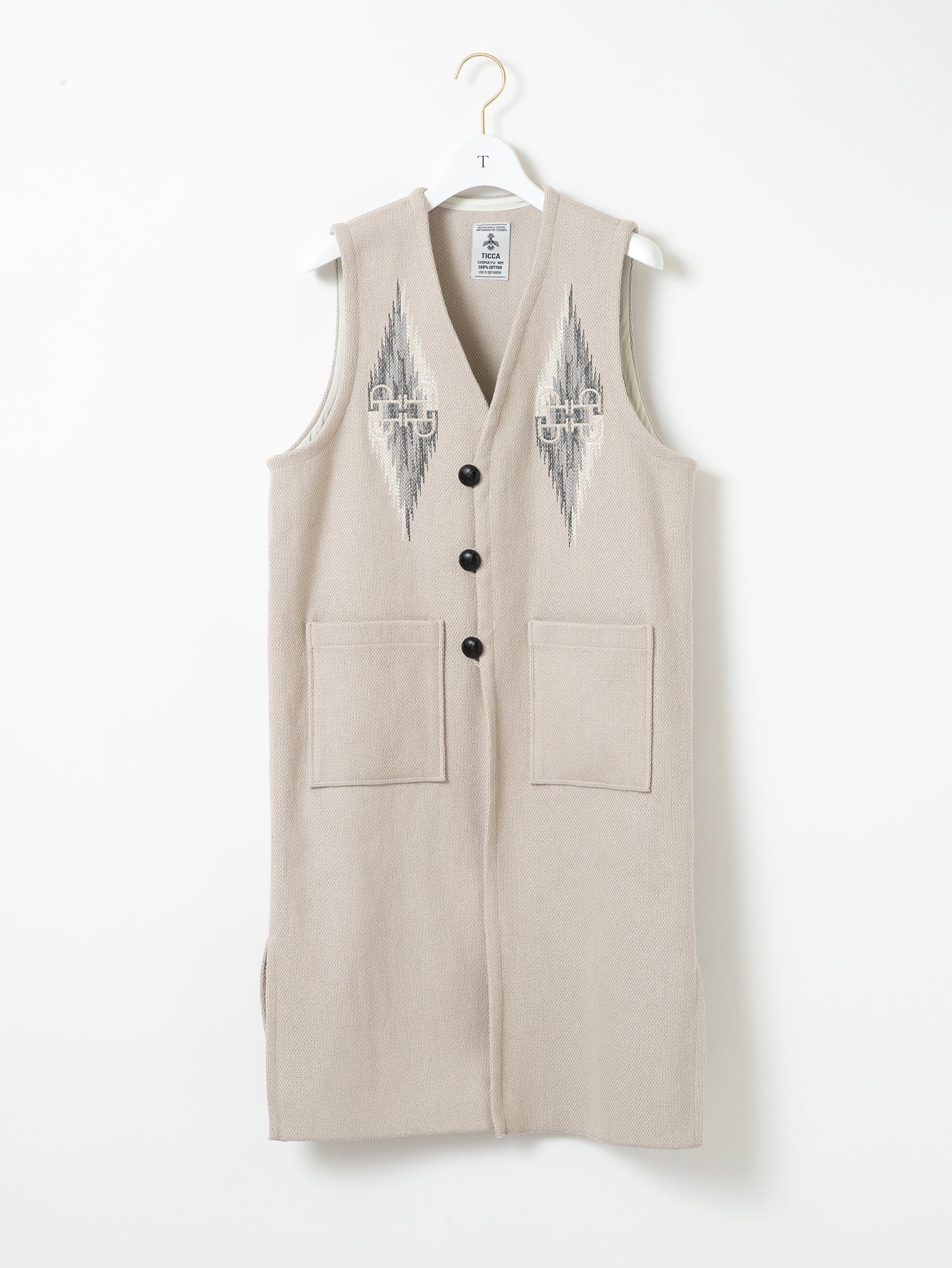 ネイティブ柄ロングベスト/TBDS-092