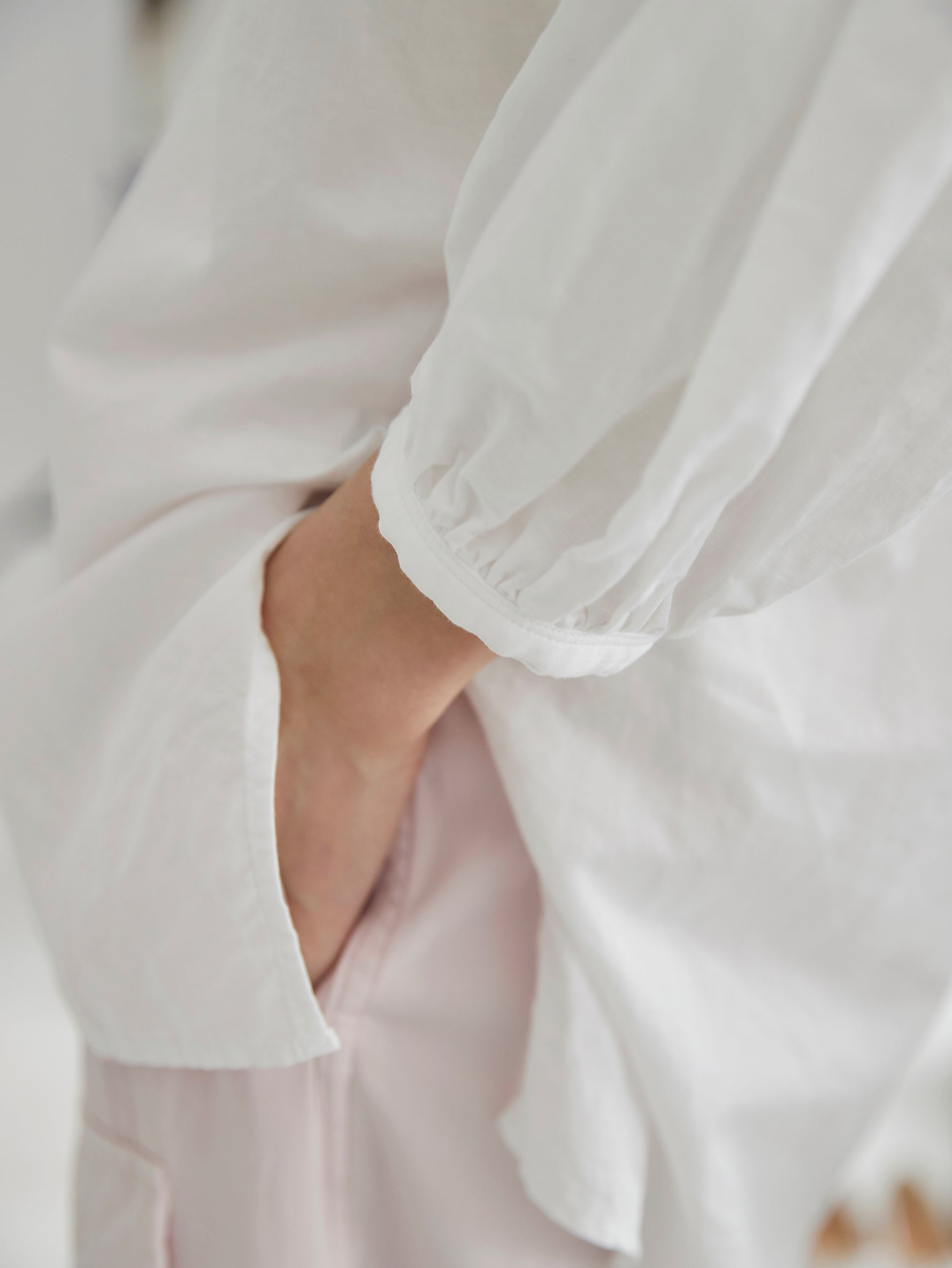 コットンリネンレースアップシャツ/TBDS-022