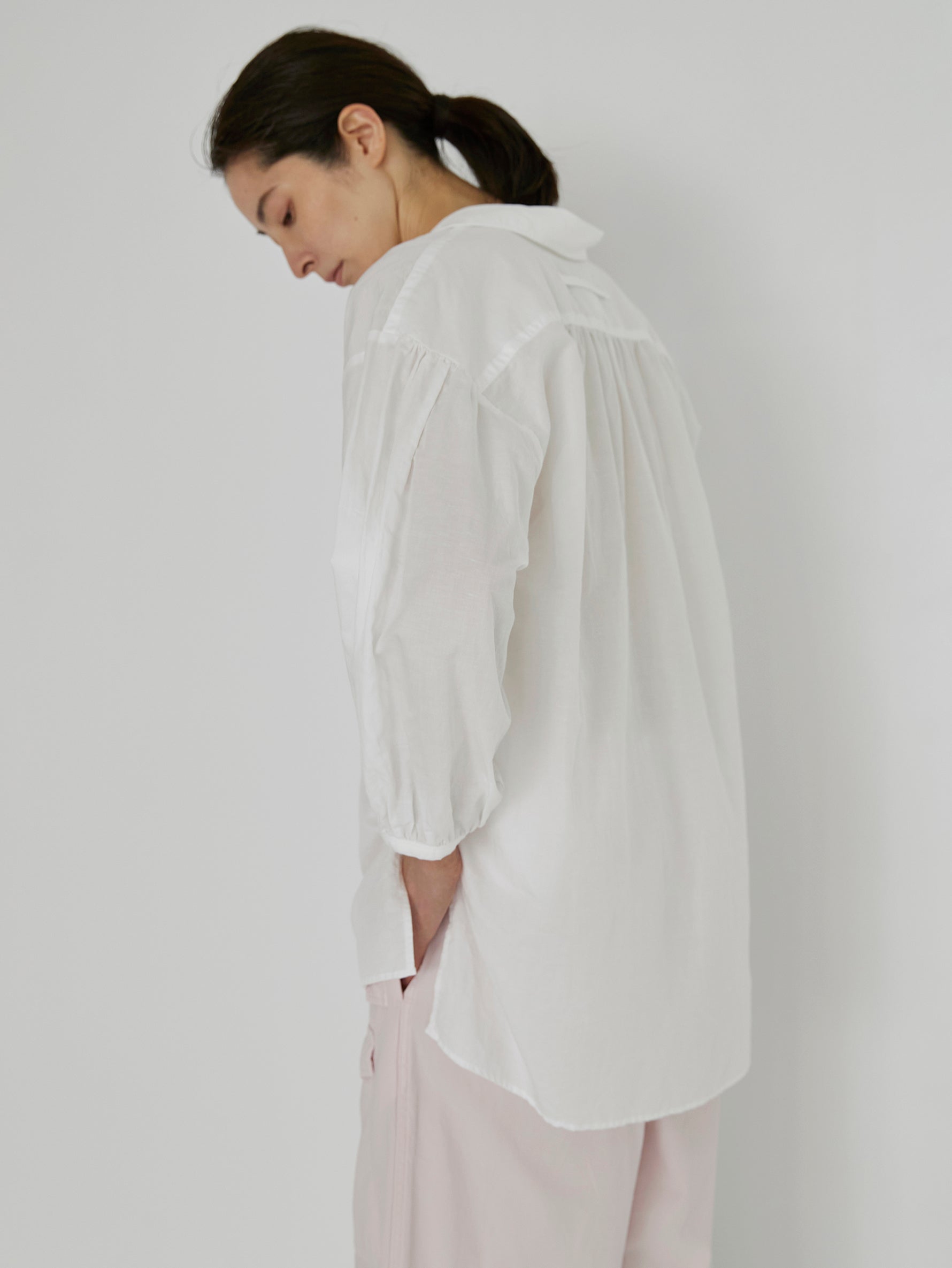 コットンリネンレースアップシャツ/TBDS-022