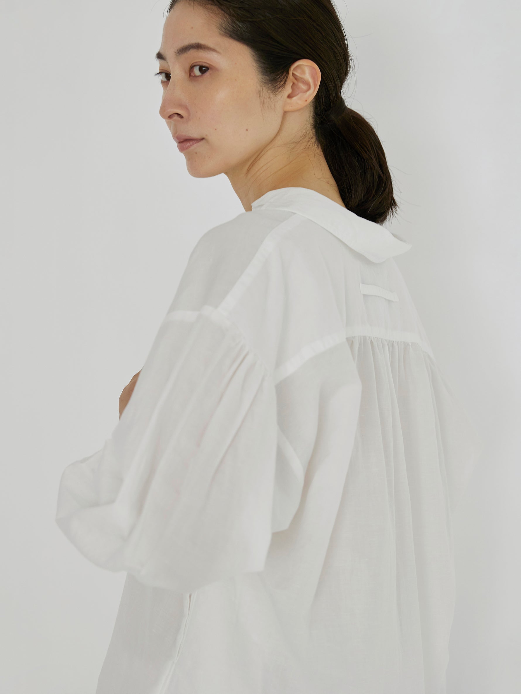 コットンリネンレースアップシャツ/TBDS-022