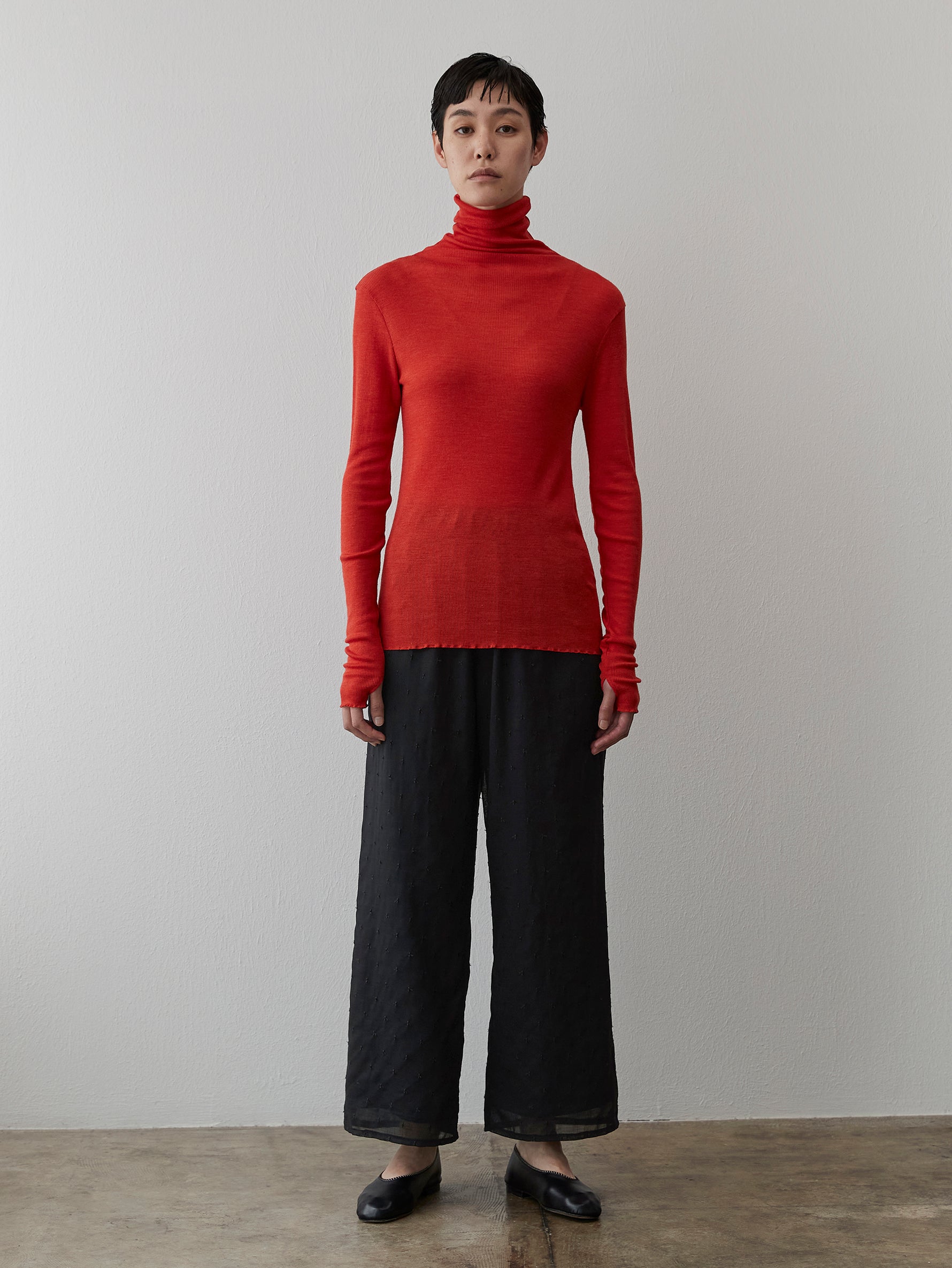 ウールシルクボトルネックプルオーバー/TBDA-282