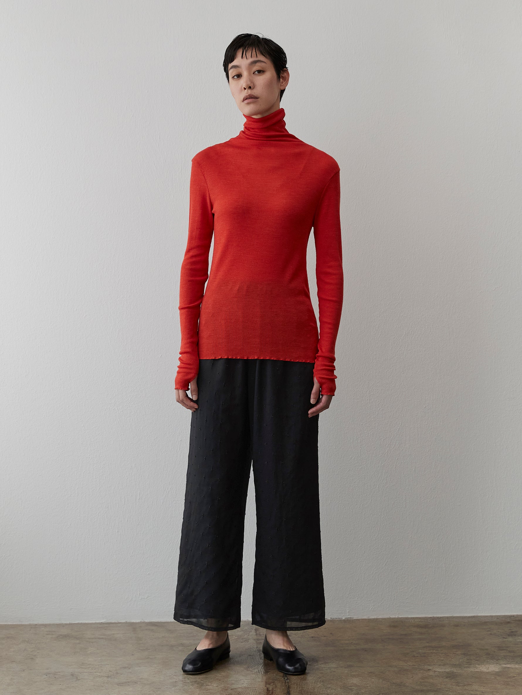 ウールシルクボトルネックプルオーバー/TBDA-282