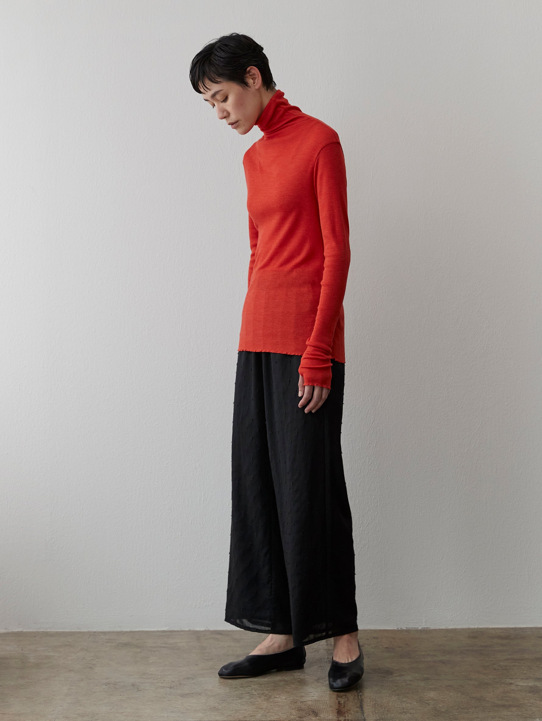 ウールシルクボトルネックプルオーバー/TBDA-282