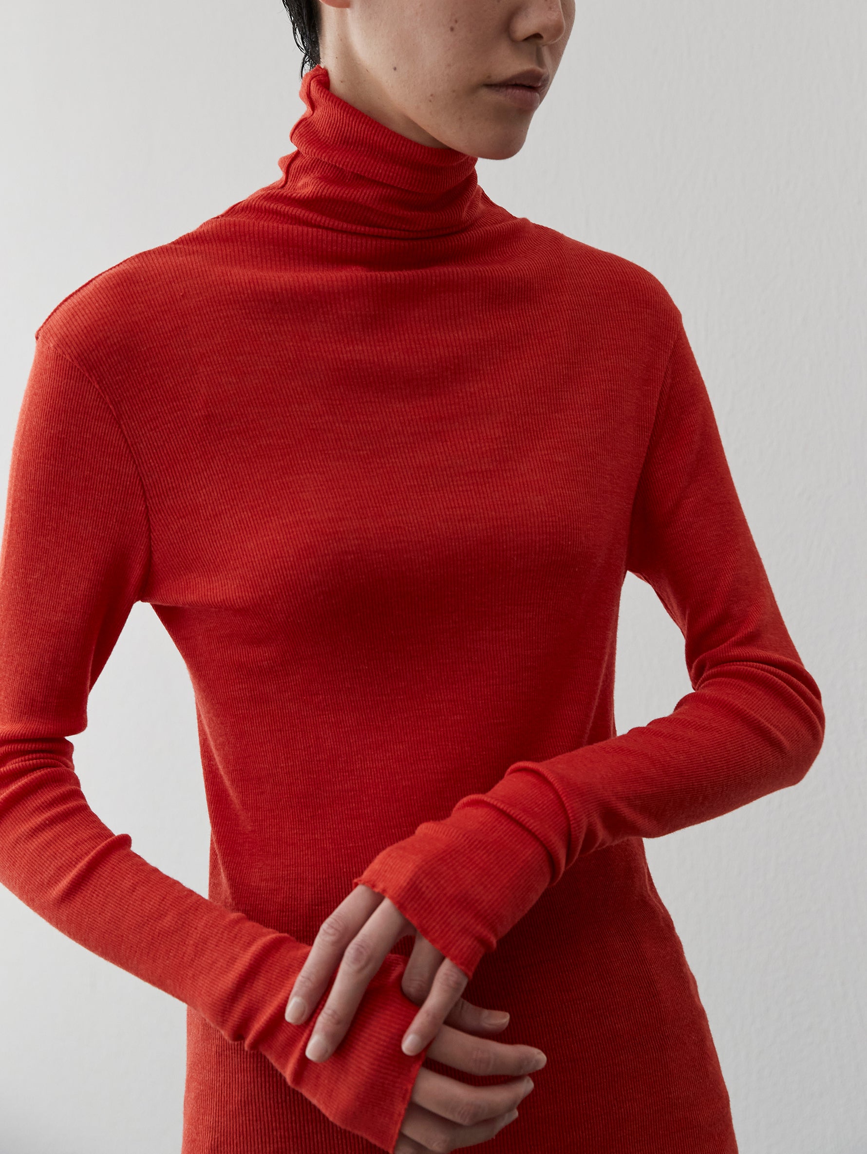 ウールシルクボトルネックプルオーバー/TBDA-282