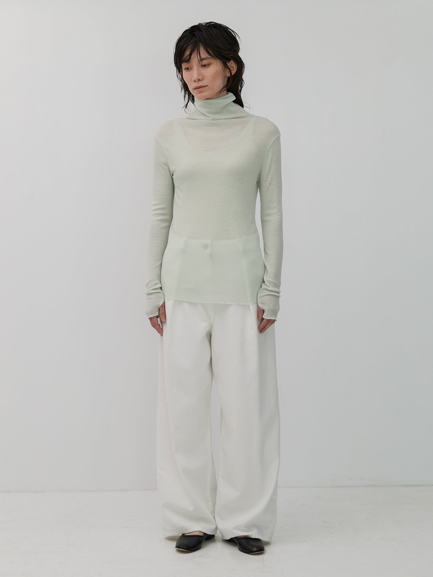 ウールシルクボトルネックプルオーバー/TBDA-282