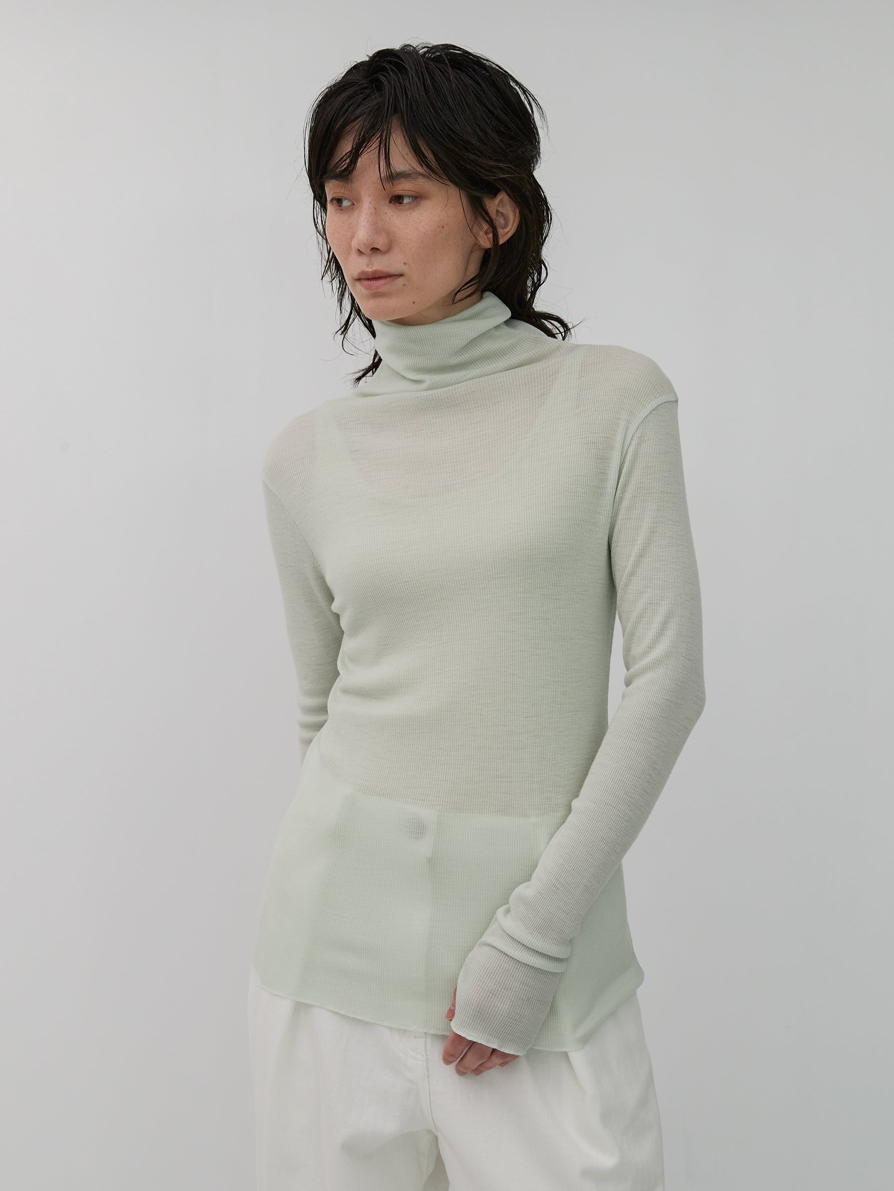 ウールシルクボトルネックプルオーバー/TBDA-282