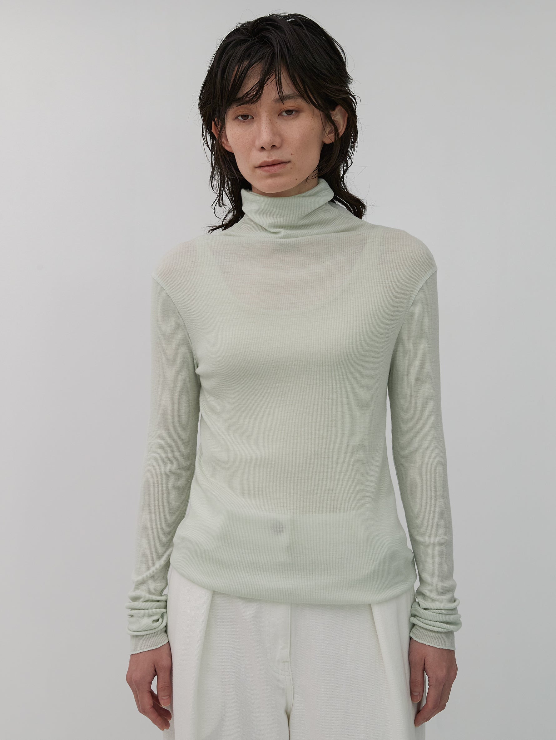 ウールシルクボトルネックプルオーバー/TBDA-282