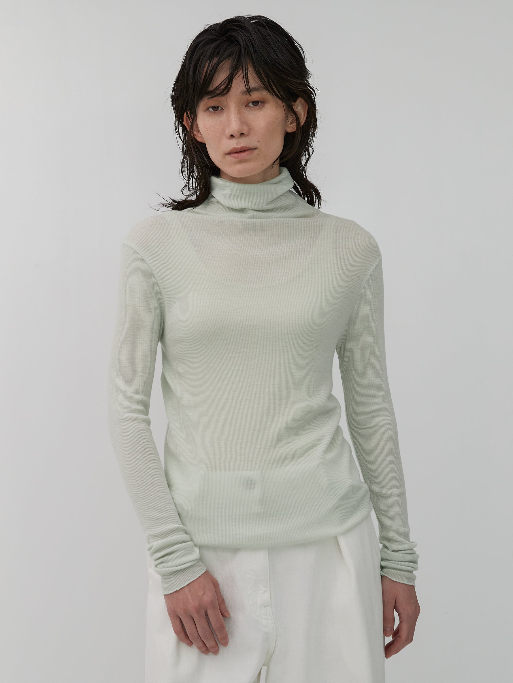 ウールシルクボトルネックプルオーバー/TBDA-282