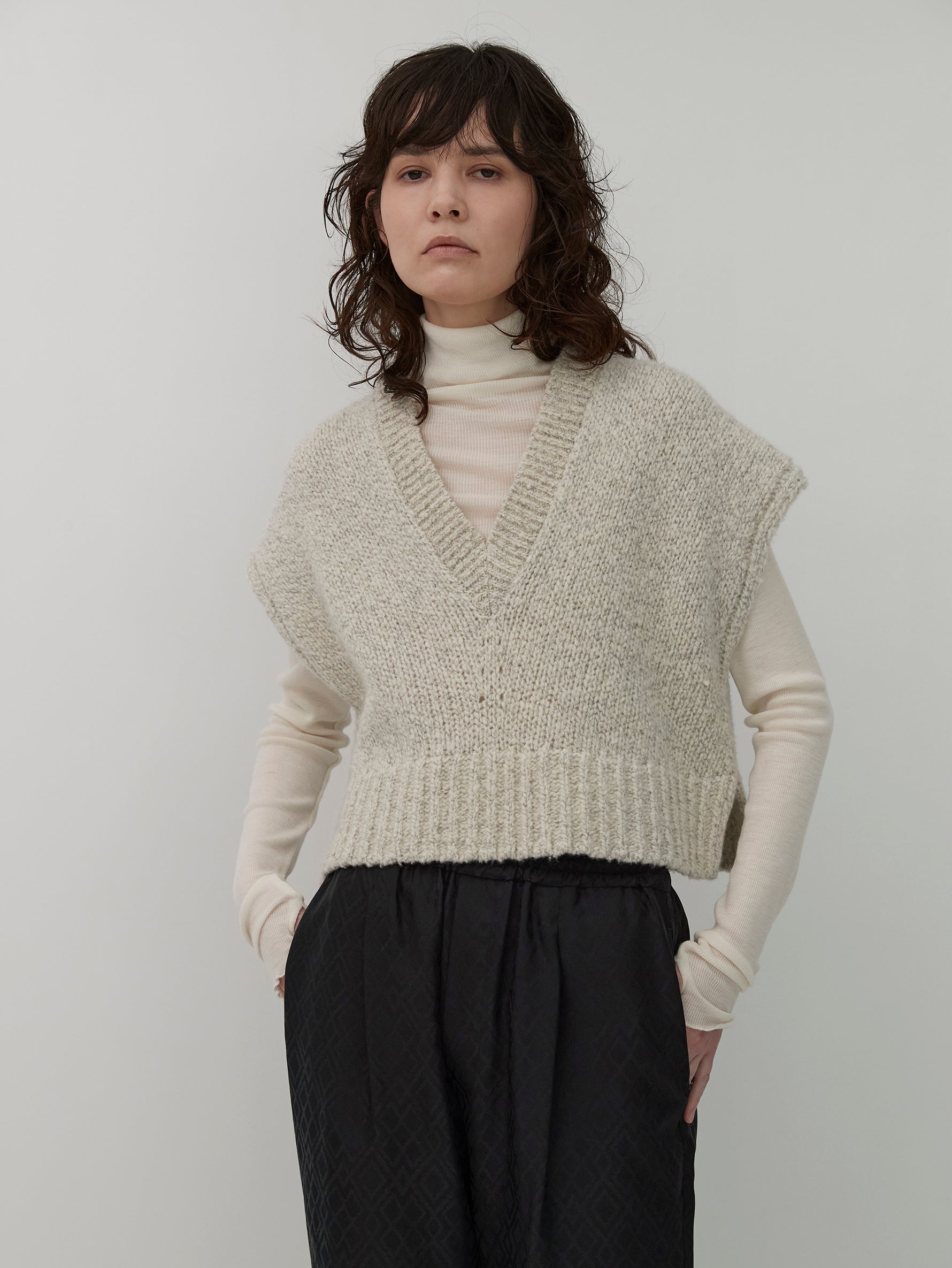 ウールシルクボトルネックプルオーバー/TBDA-282