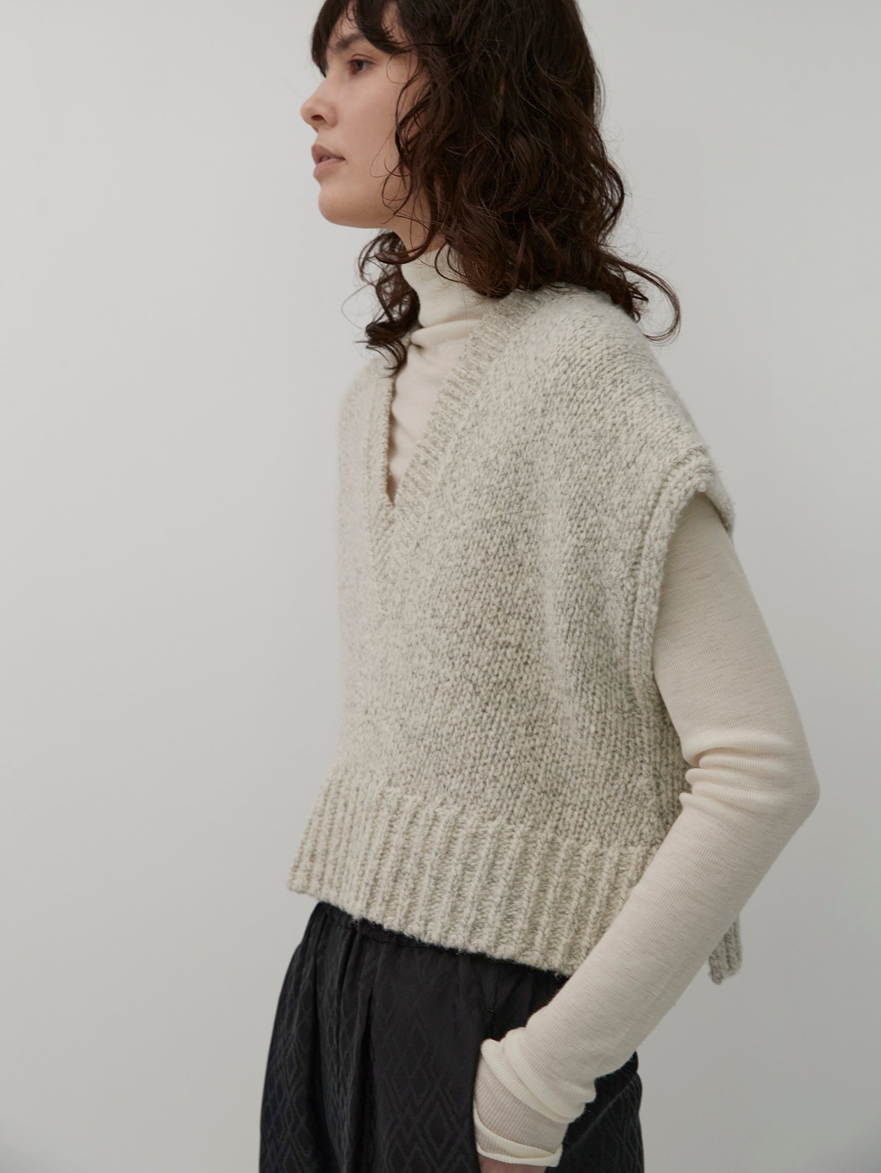 ウールシルクボトルネックプルオーバー/TBDA-282