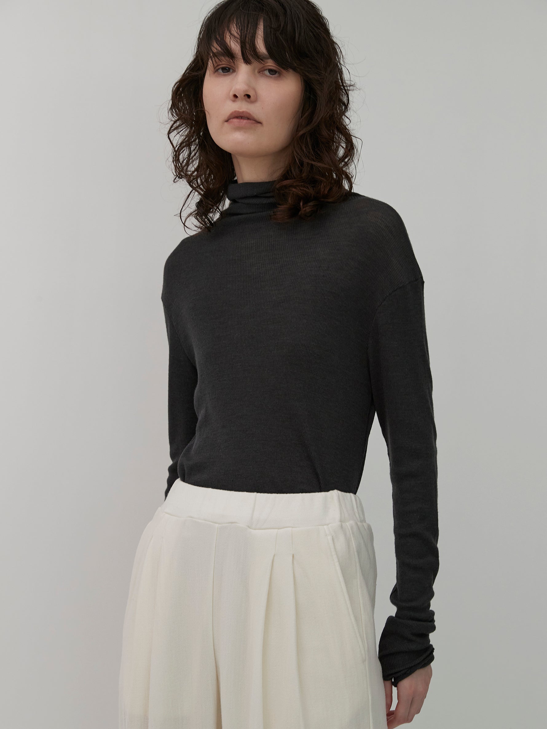 ウールシルクボトルネックプルオーバー/TBDA-282