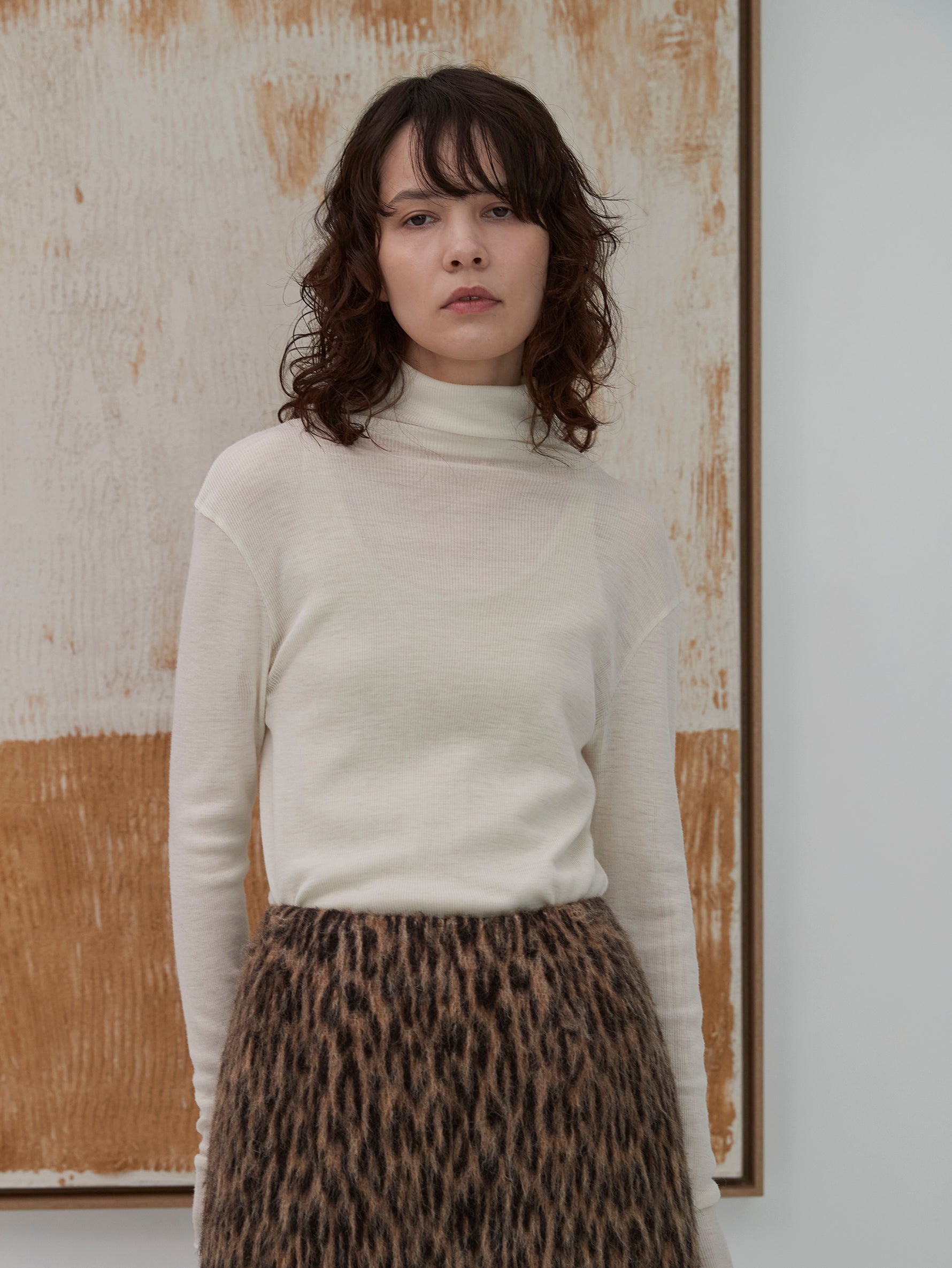 ウールシルクボトルネックプルオーバー/TBDA-282