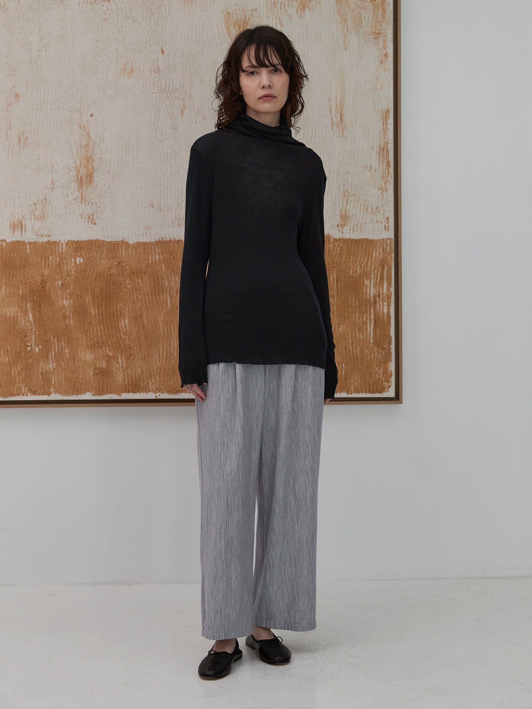 ウールシルクボトルネックプルオーバー/TBDA-282