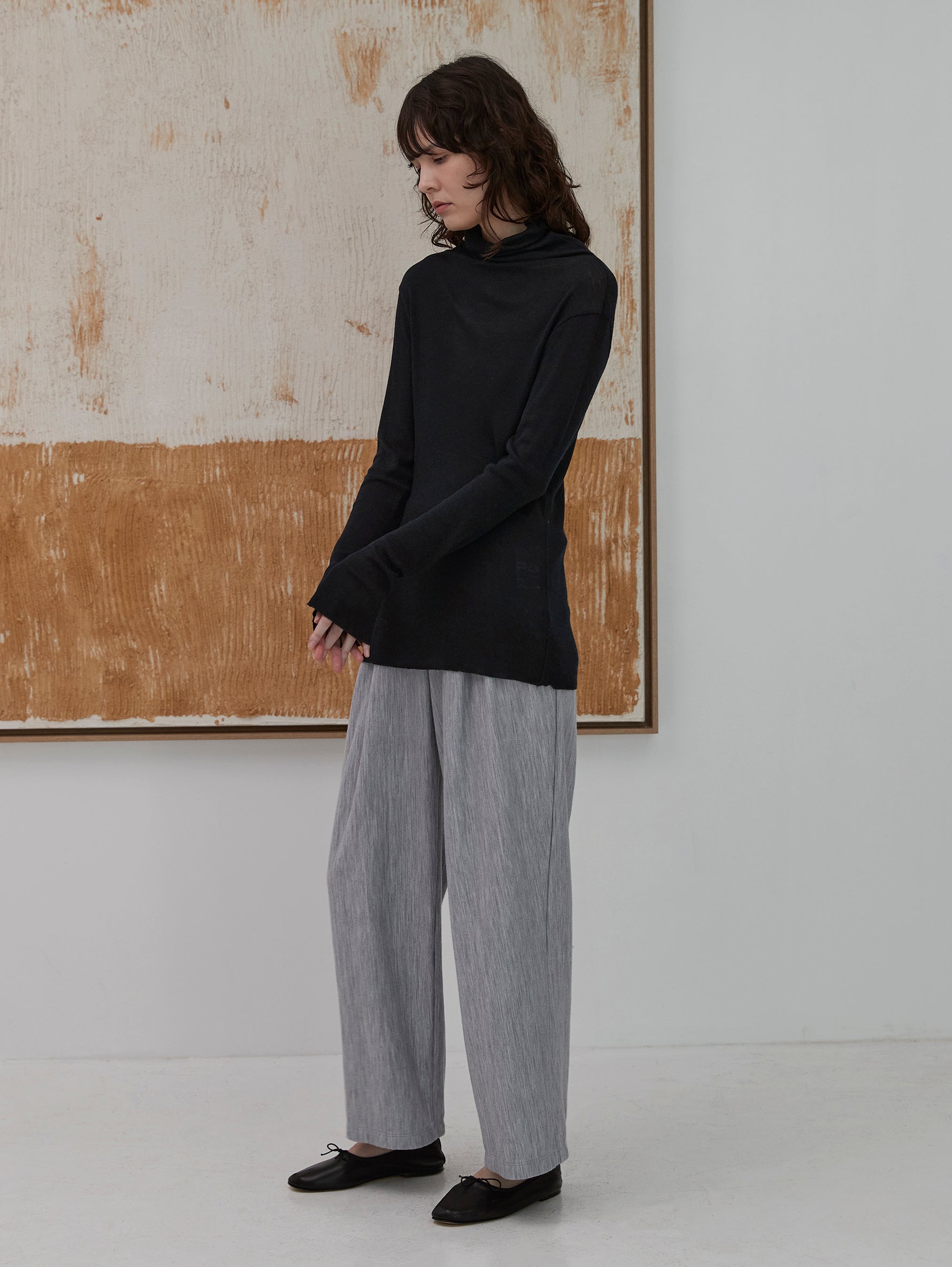 ウールシルクボトルネックプルオーバー/TBDA-282