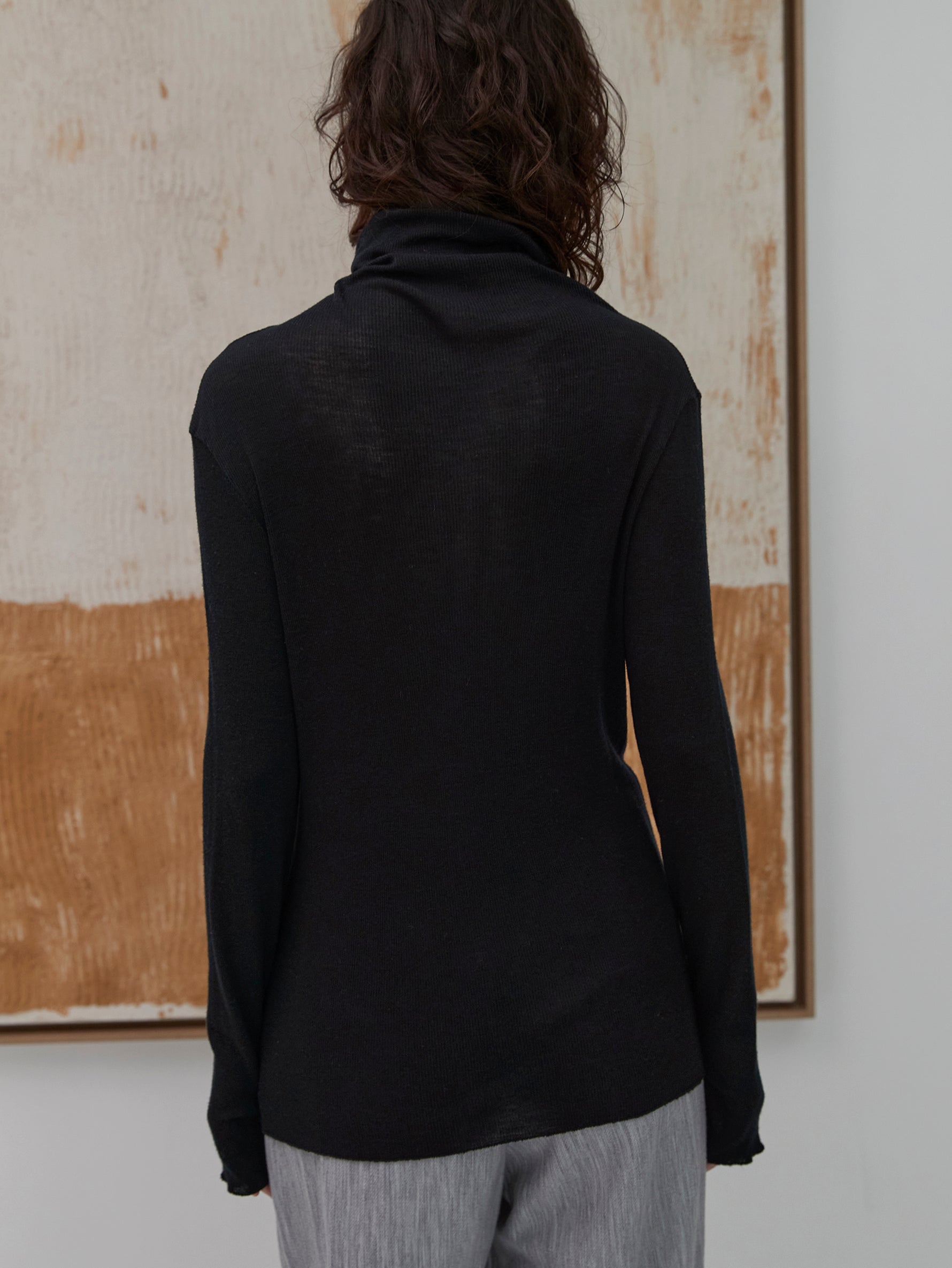 ウールシルクボトルネックプルオーバー/TBDA-282