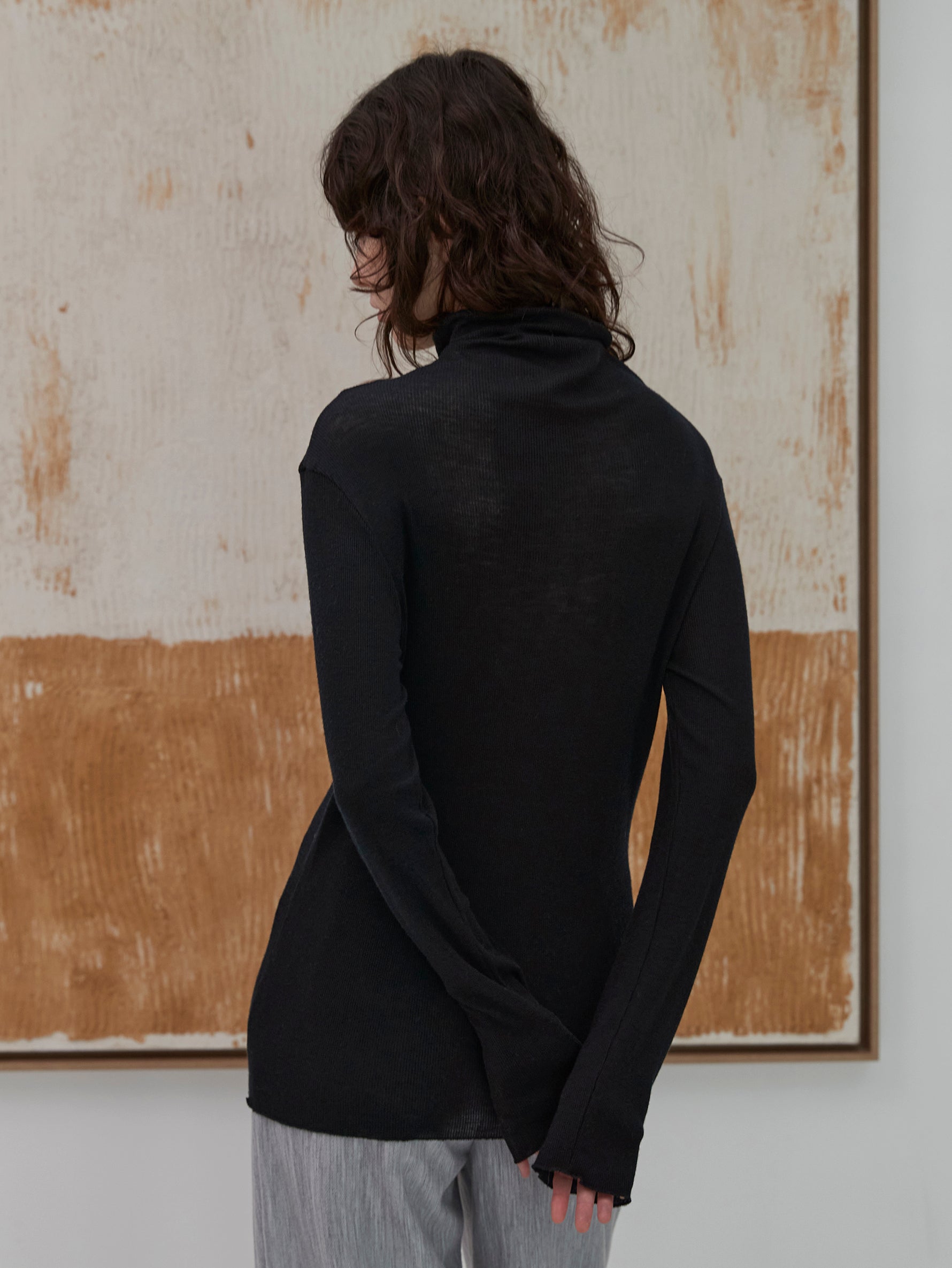 ウールシルクボトルネックプルオーバー/TBDA-282