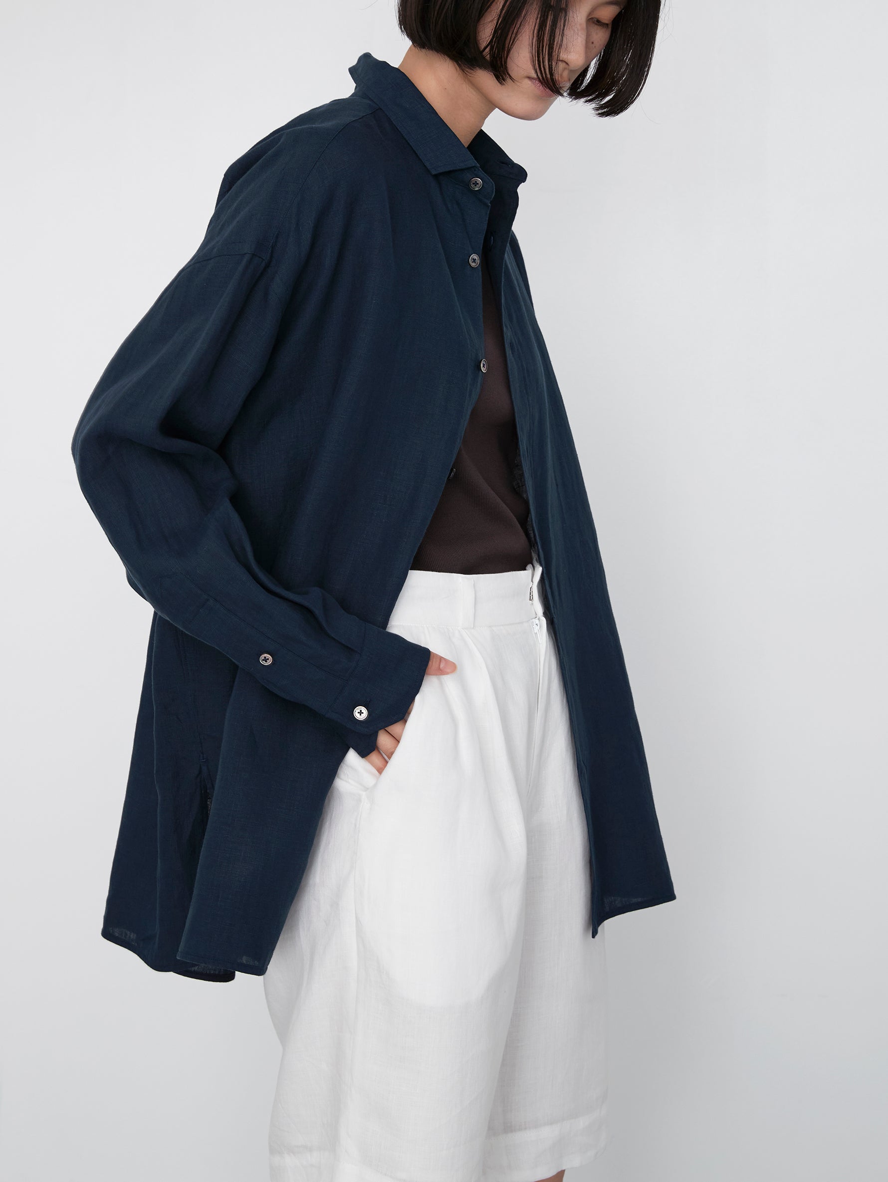 リネンショートタックパンツ/TBES-415