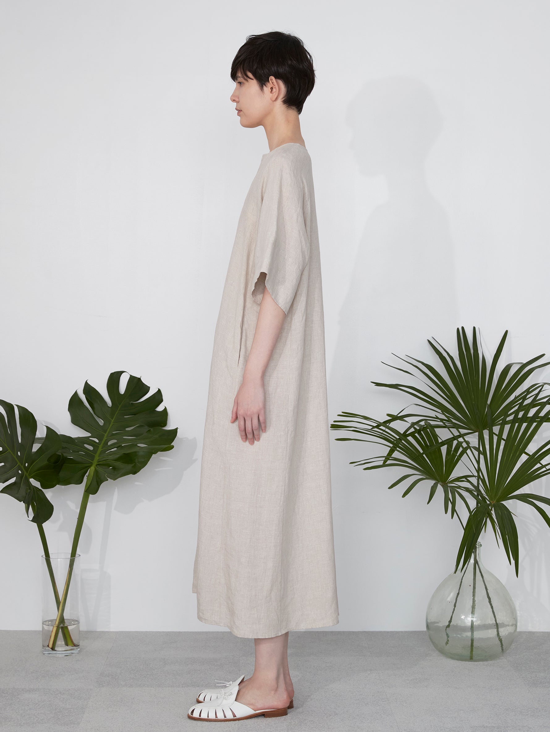 リネンフレアスリーブワンピース/TBES-408