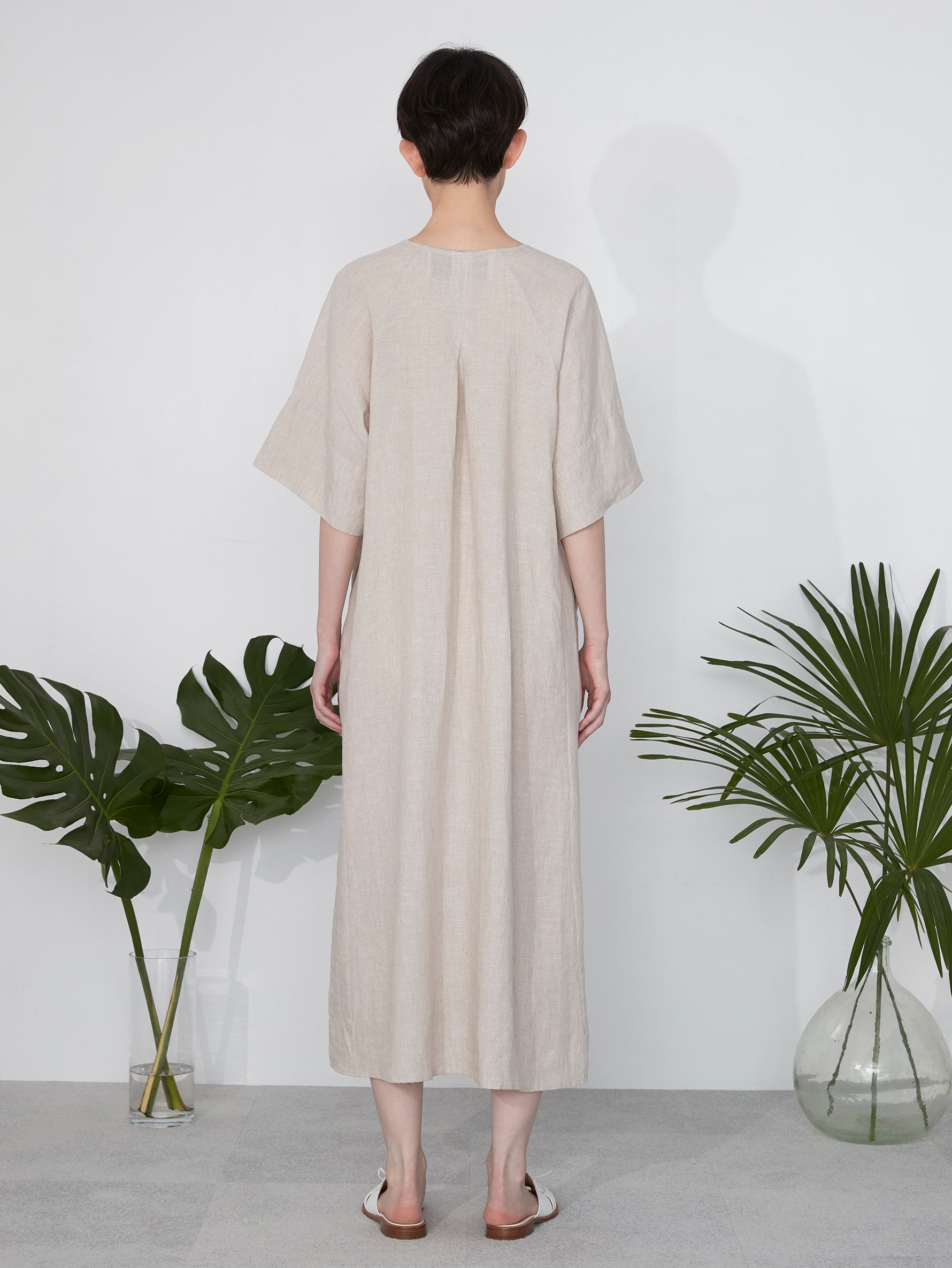リネンフレアスリーブワンピース/TBES-408