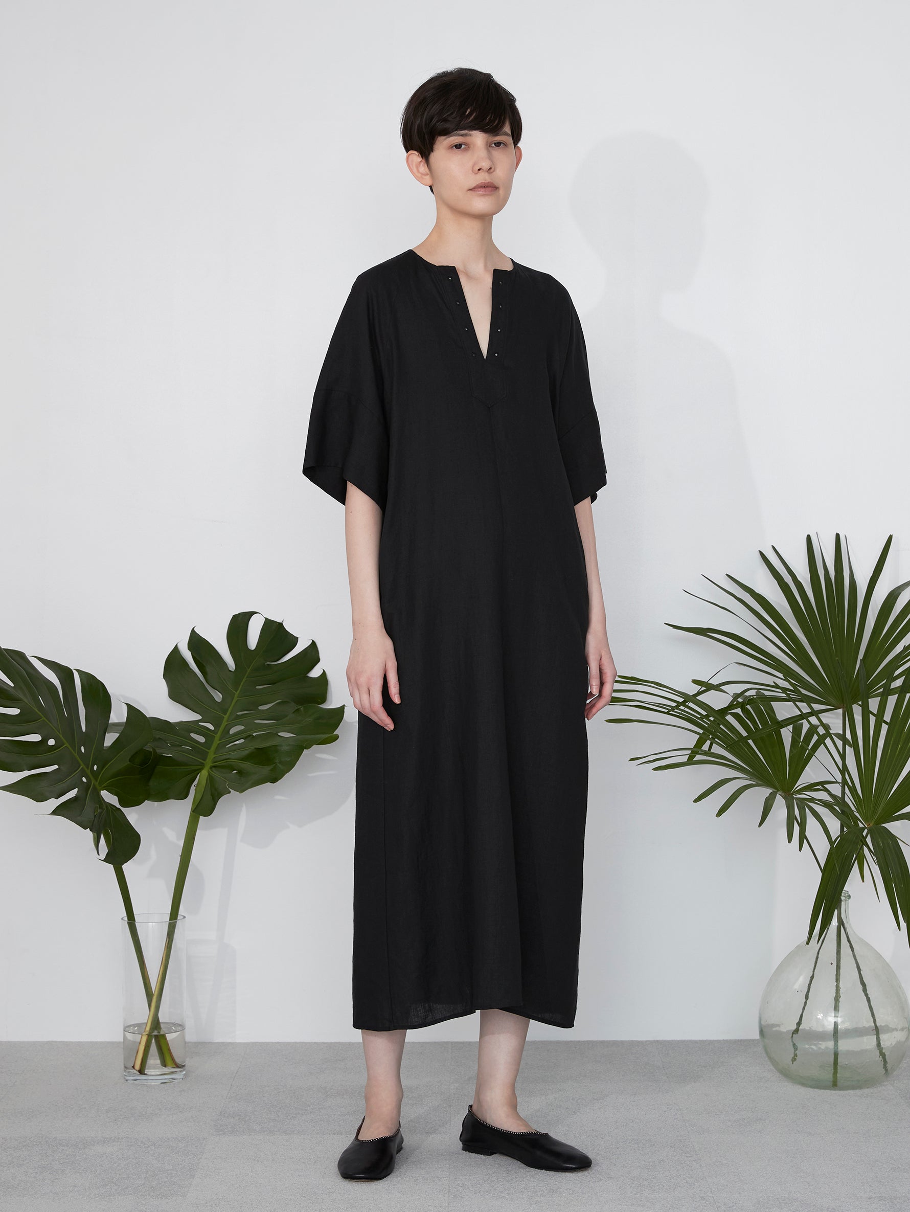 リネンフレアスリーブワンピース/TBES-408