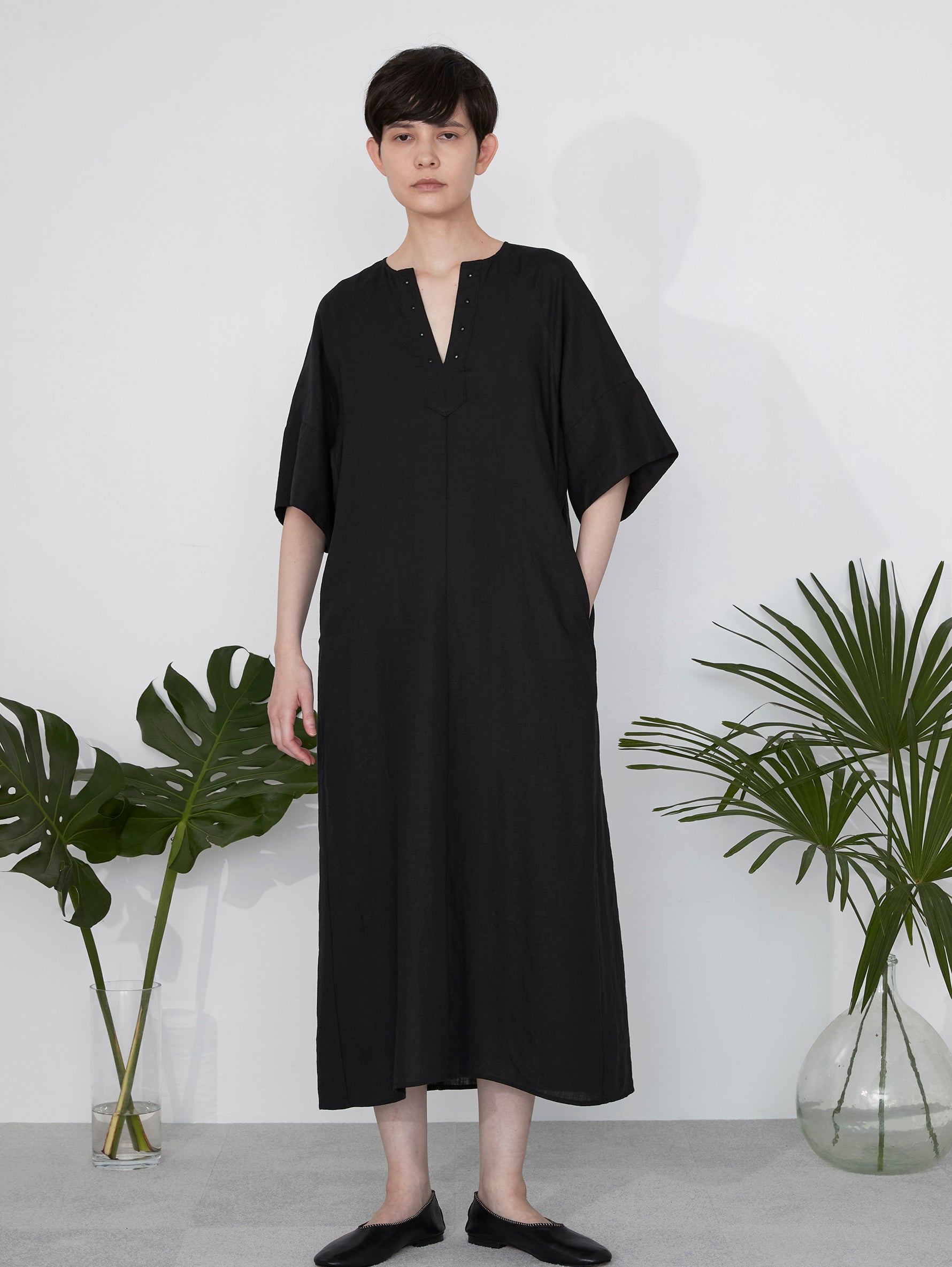 リネンフレアスリーブワンピース/TBES-408