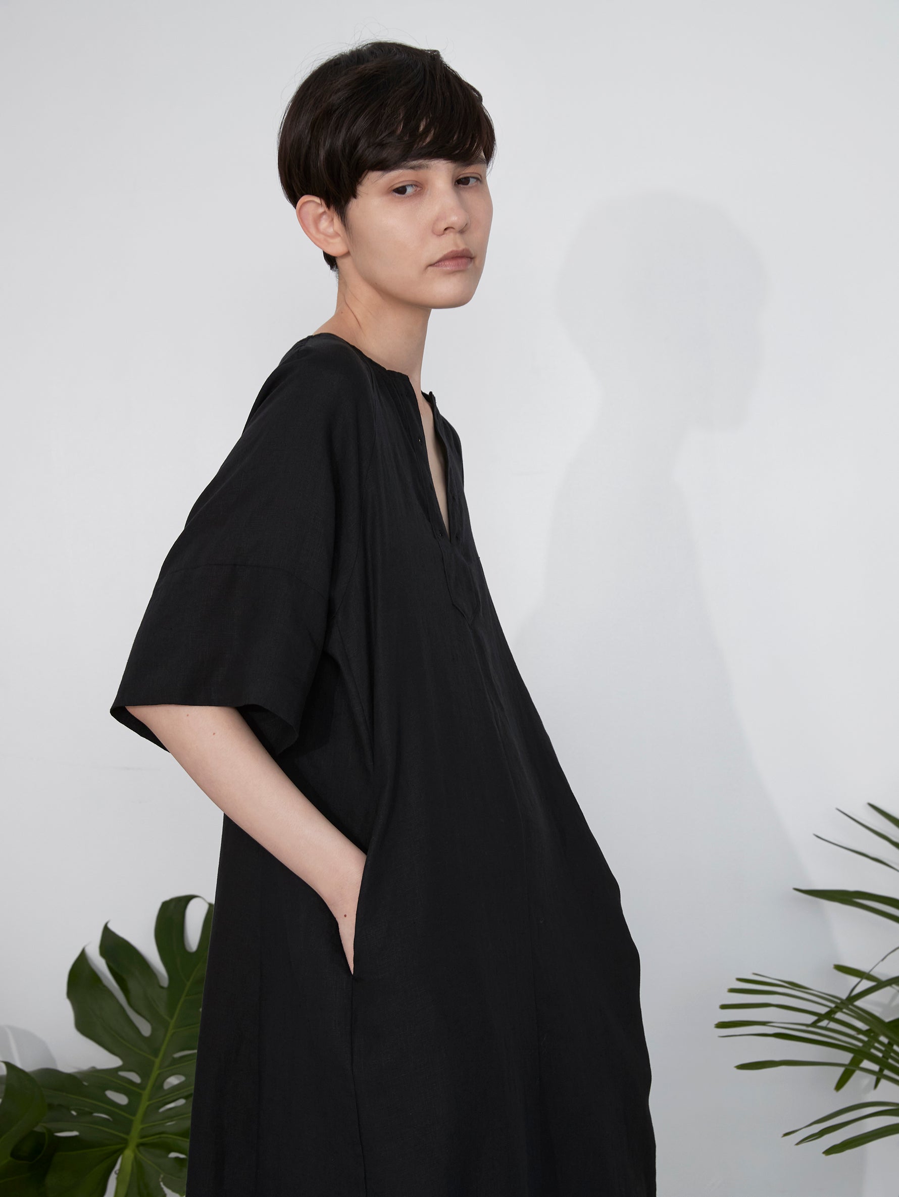 リネンフレアスリーブワンピース/TBES-408