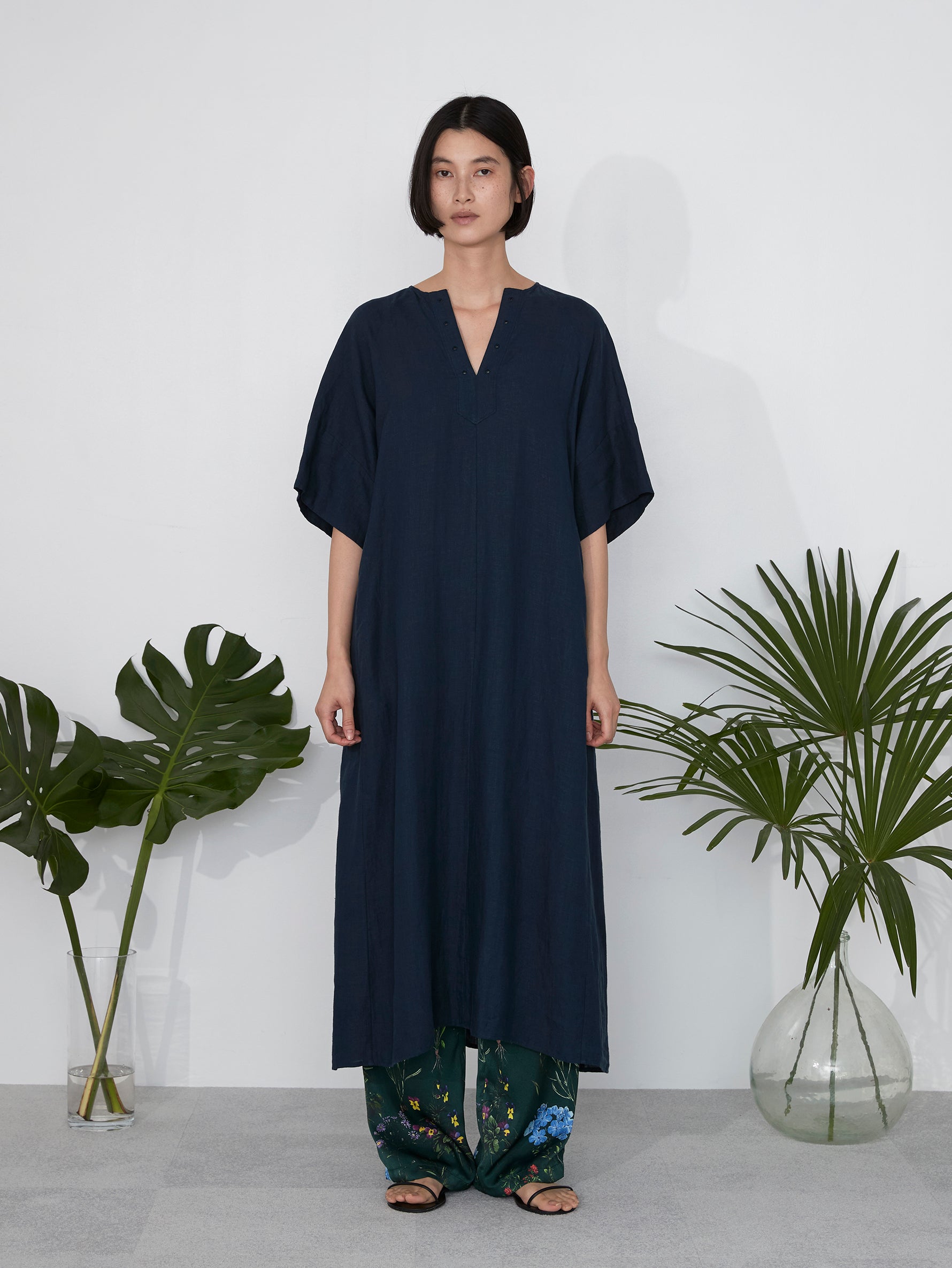 リネンフレアスリーブワンピース/TBES-408