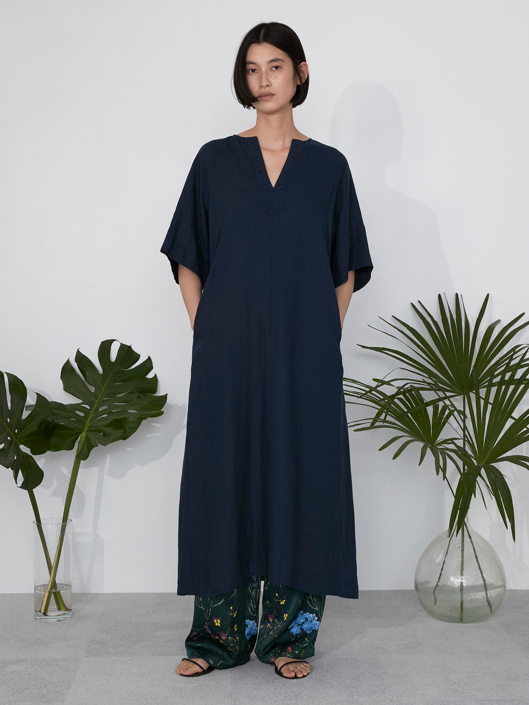 リネンフレアスリーブワンピース/TBES-408