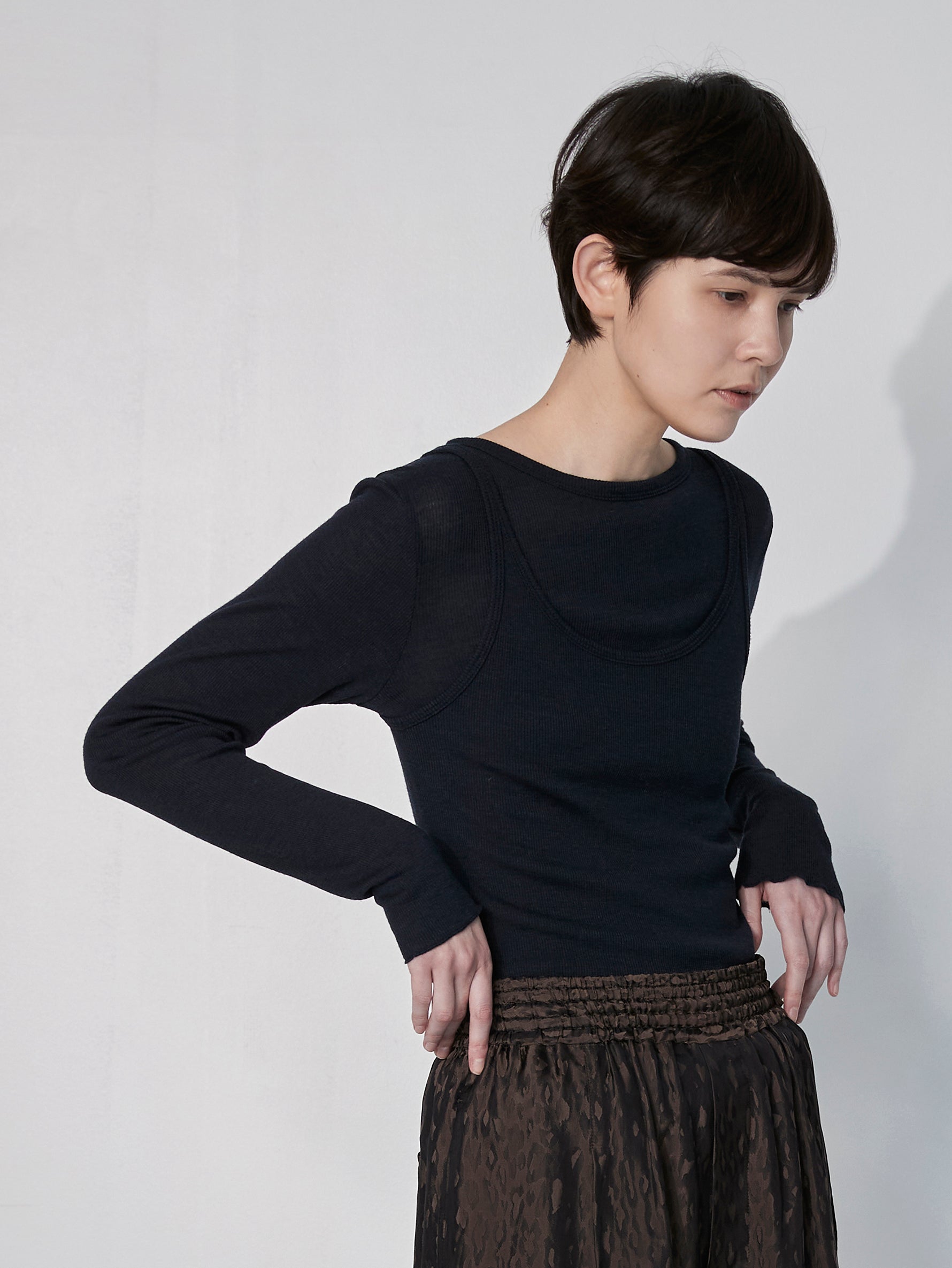 ウールシルククルーネックプルオーバー/TBEA-292