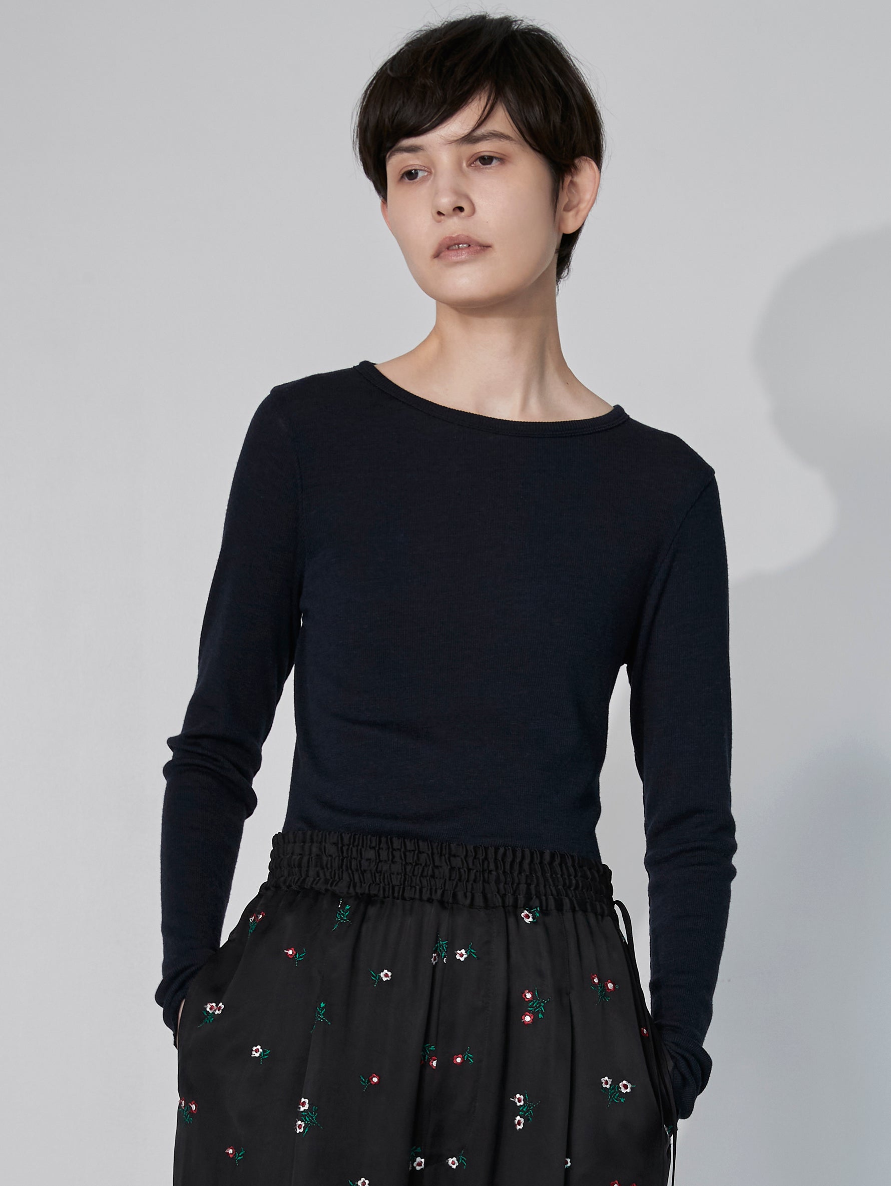 ウールシルククルーネックプルオーバー/TBEA-292