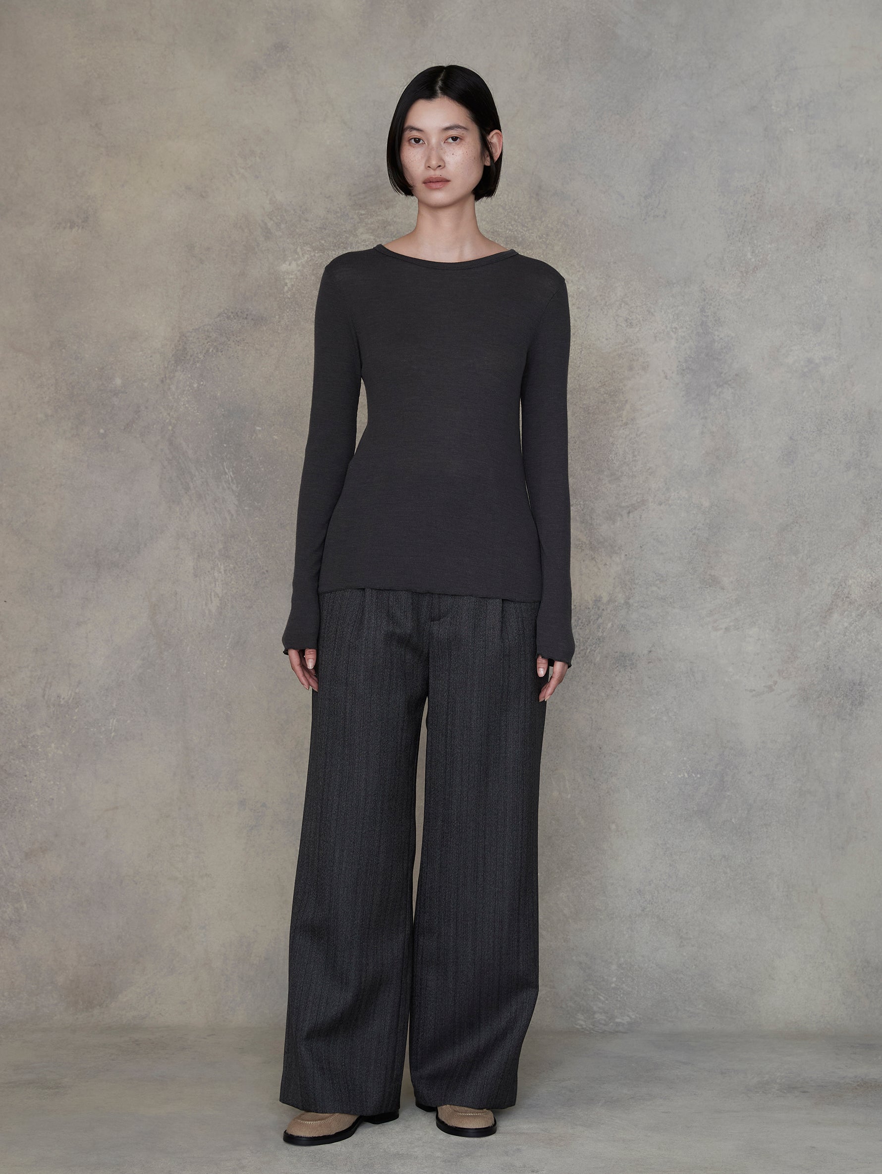 ウールシルククルーネックプルオーバー/TBEA-292