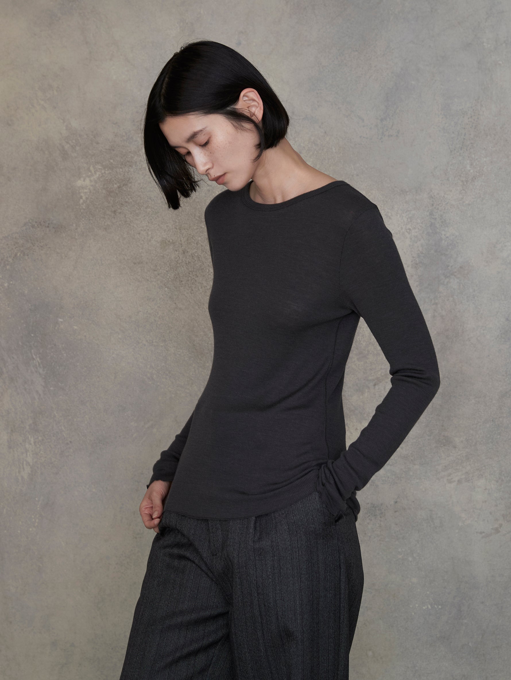 ウールシルククルーネックプルオーバー/TBEA-292