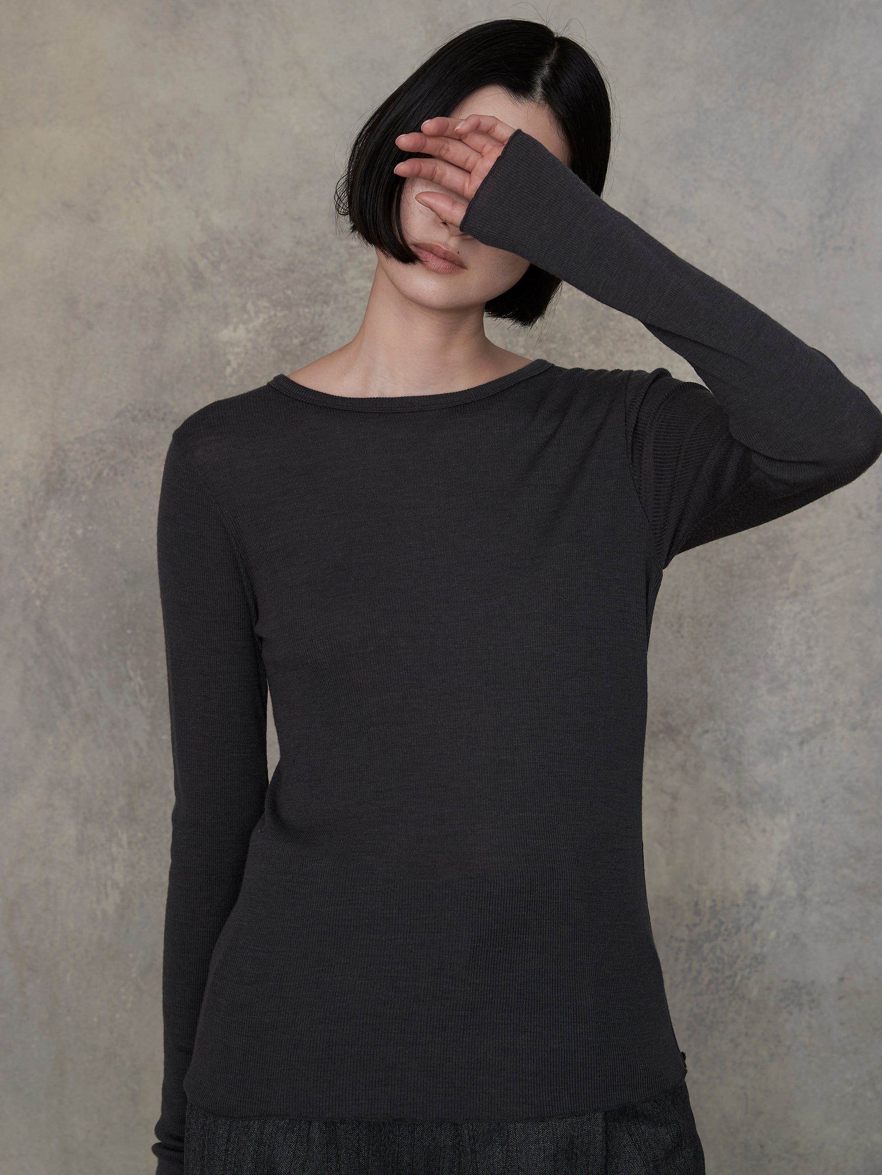 ウールシルククルーネックプルオーバー/TBEA-292