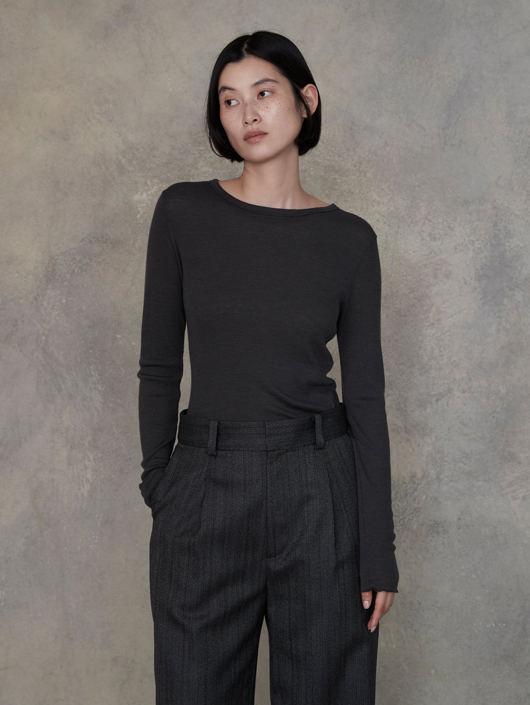 ウールシルククルーネックプルオーバー/TBEA-292