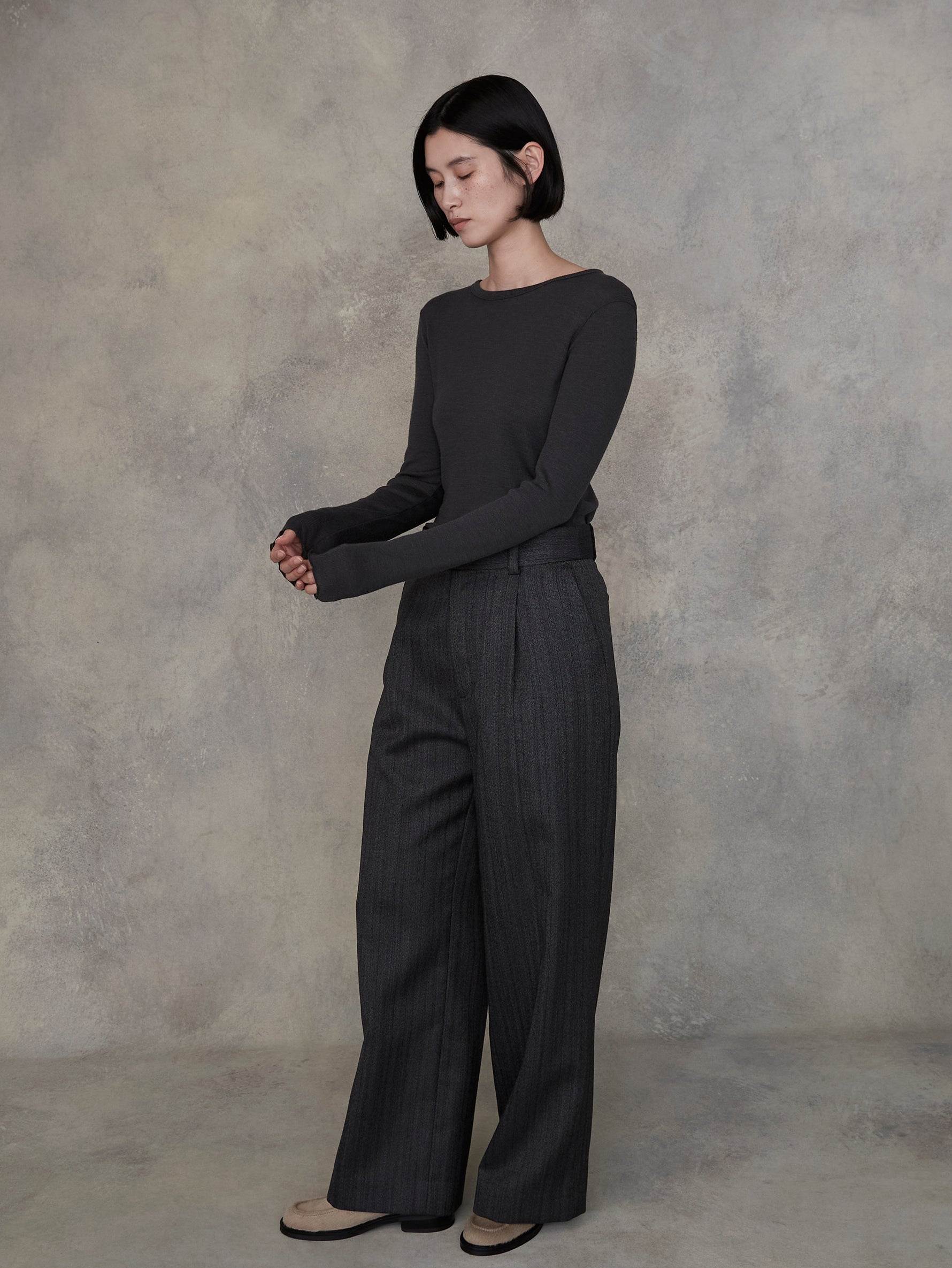 ウールシルククルーネックプルオーバー/TBEA-292