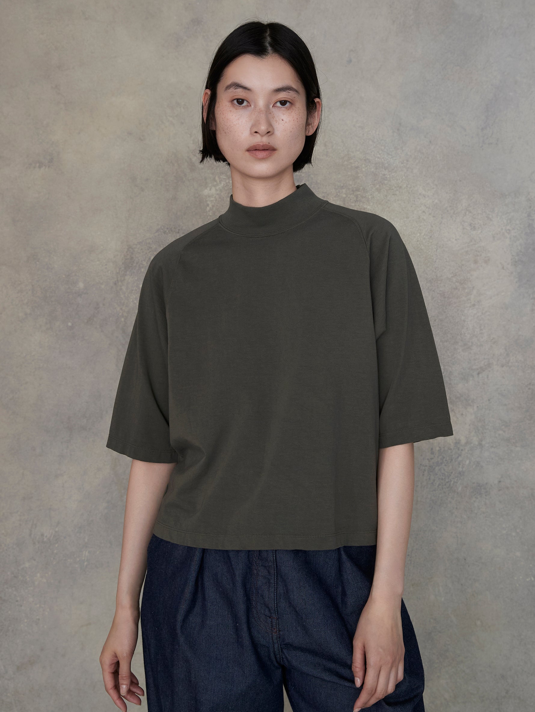 エンブロイダリーハイネックTシャツ/TBEA-282