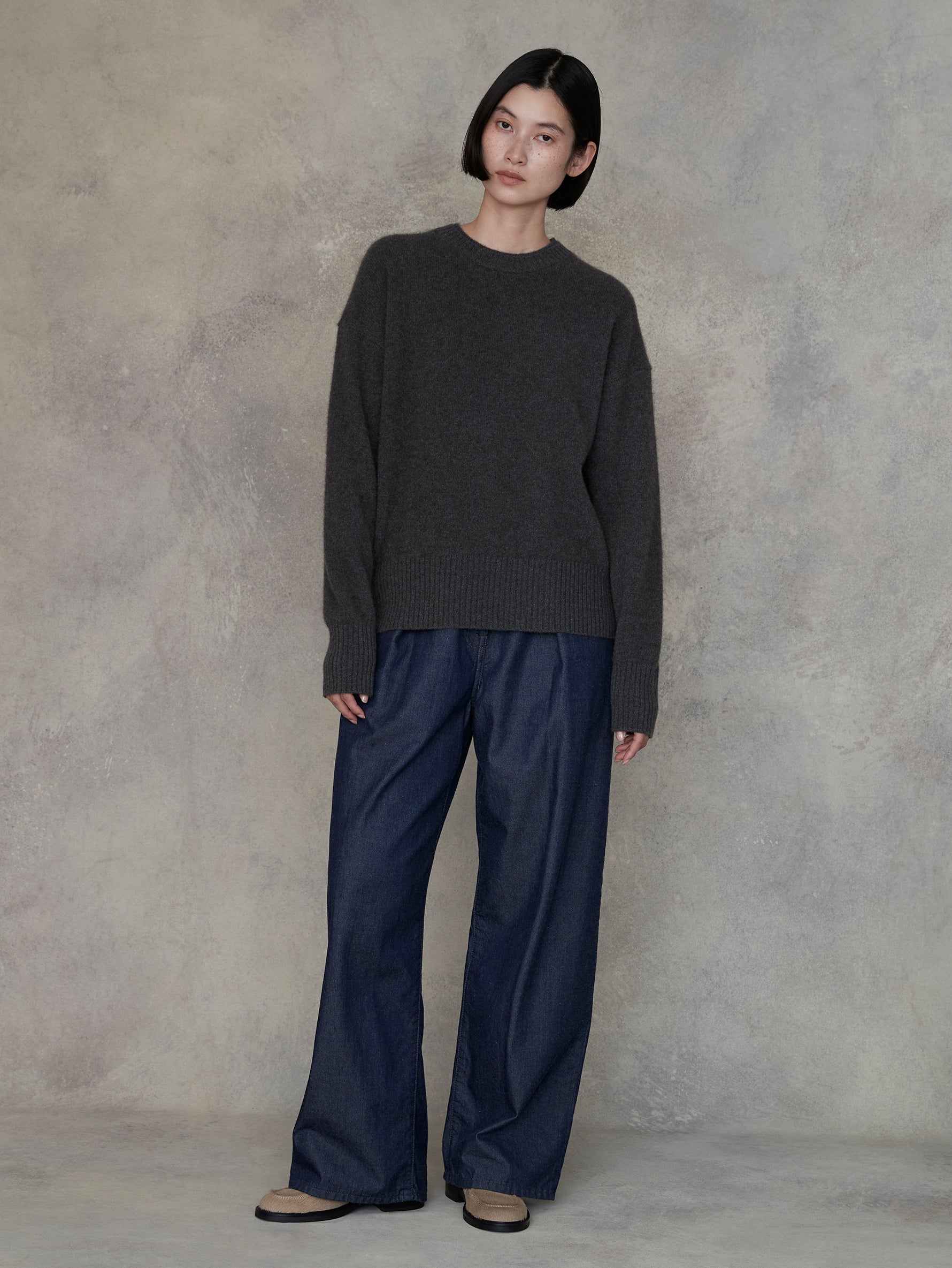 ライトデニムタックワイドパンツ/TBEA-171