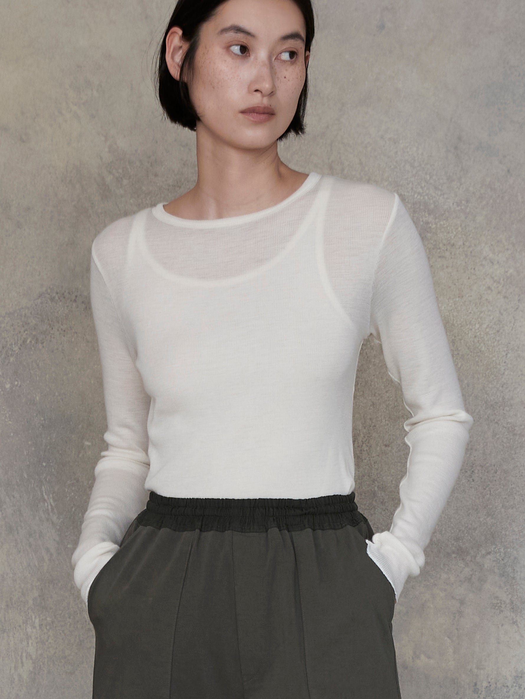 ウールシルククルーネックプルオーバー/TBEA-292