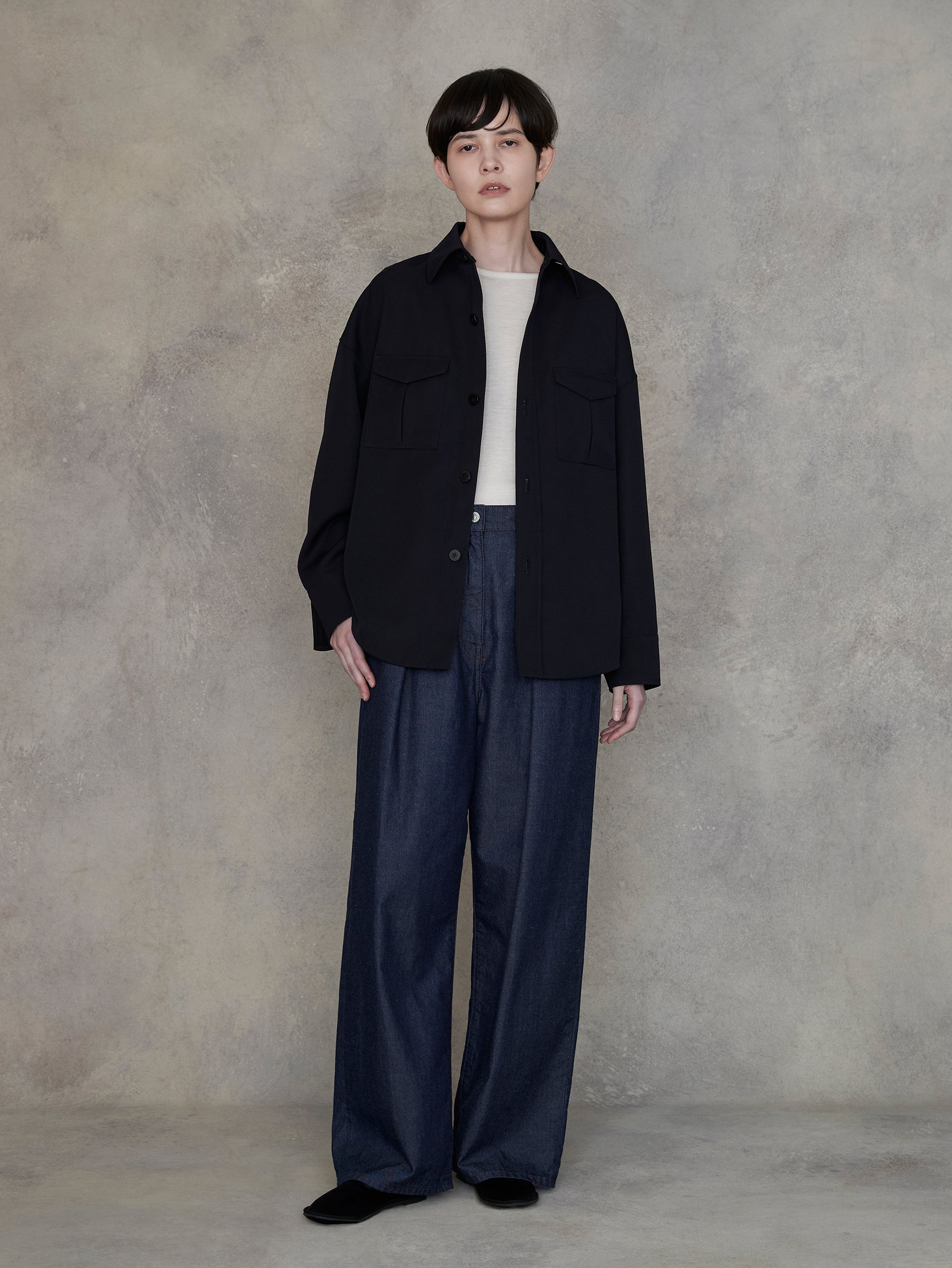 ライトデニムタックワイドパンツ/TBEA-171