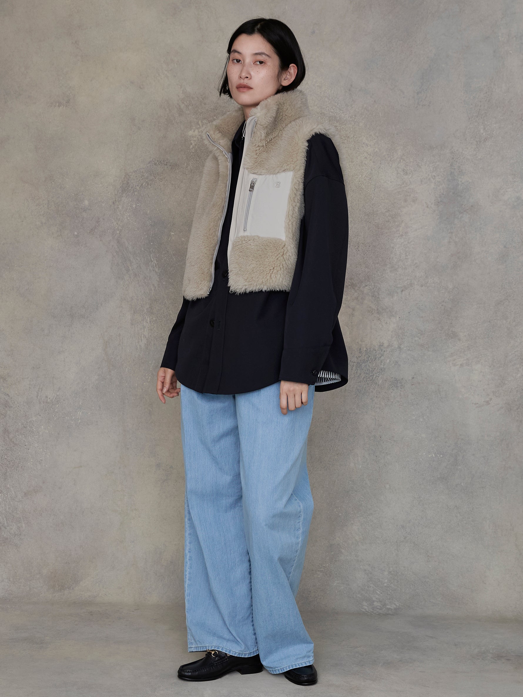 ライトデニムタックワイドパンツ/TBEA-171