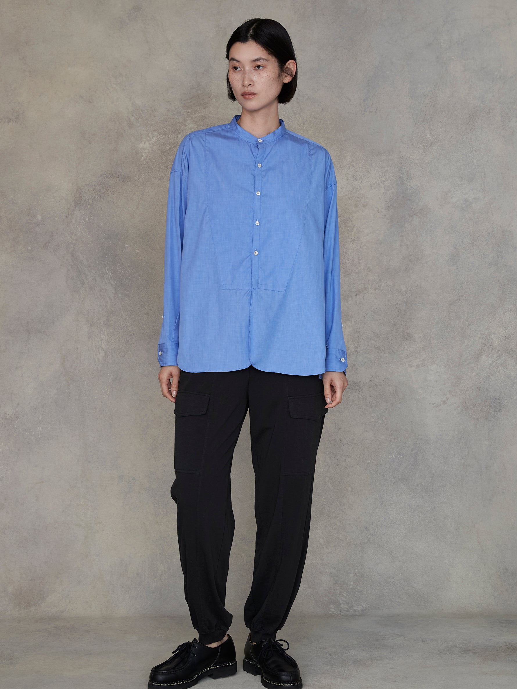 ノーカラービブヨークシャツ/TBEA-102