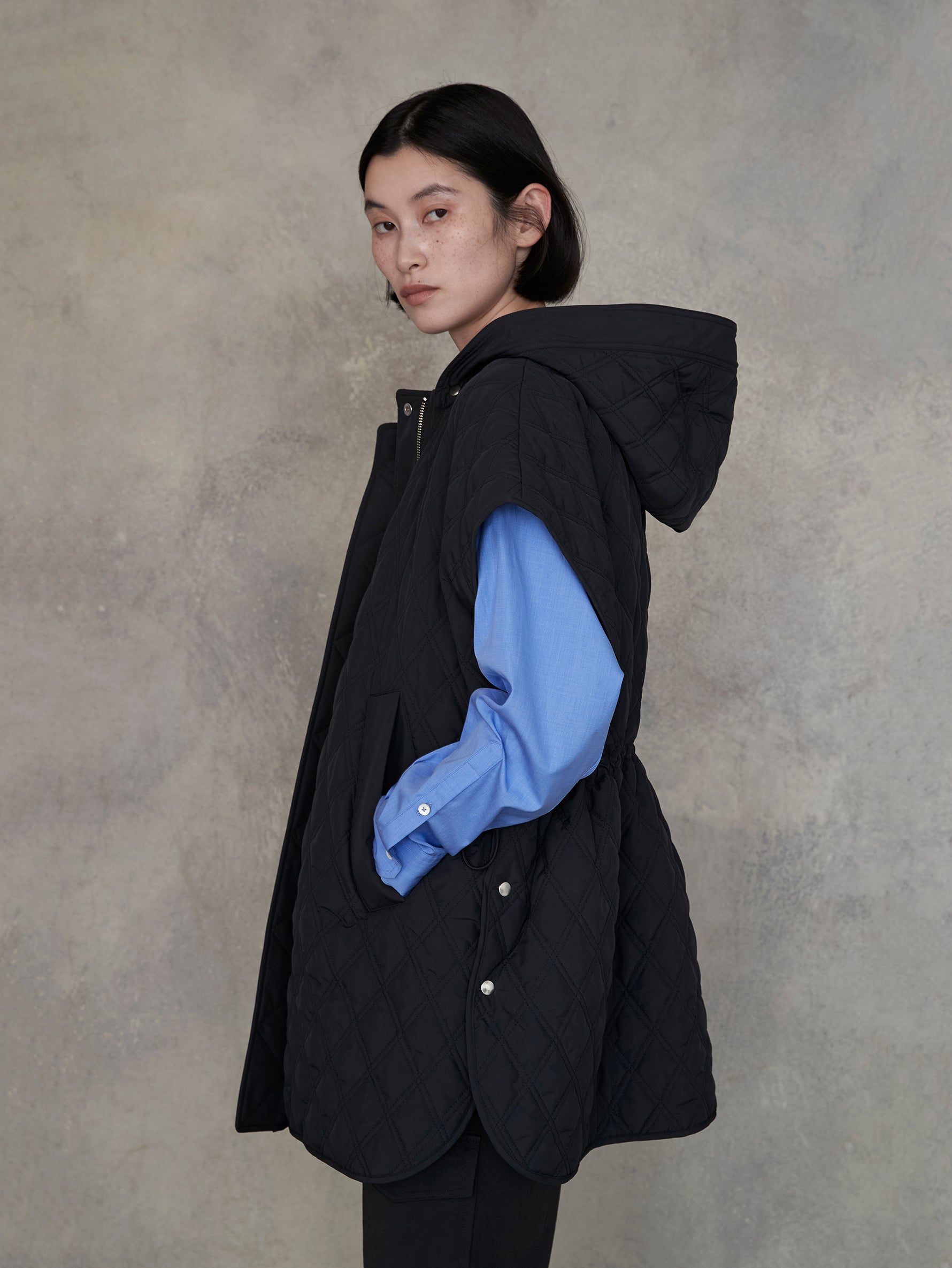 リバーシブルキルティングポンチョ/TBEA-032