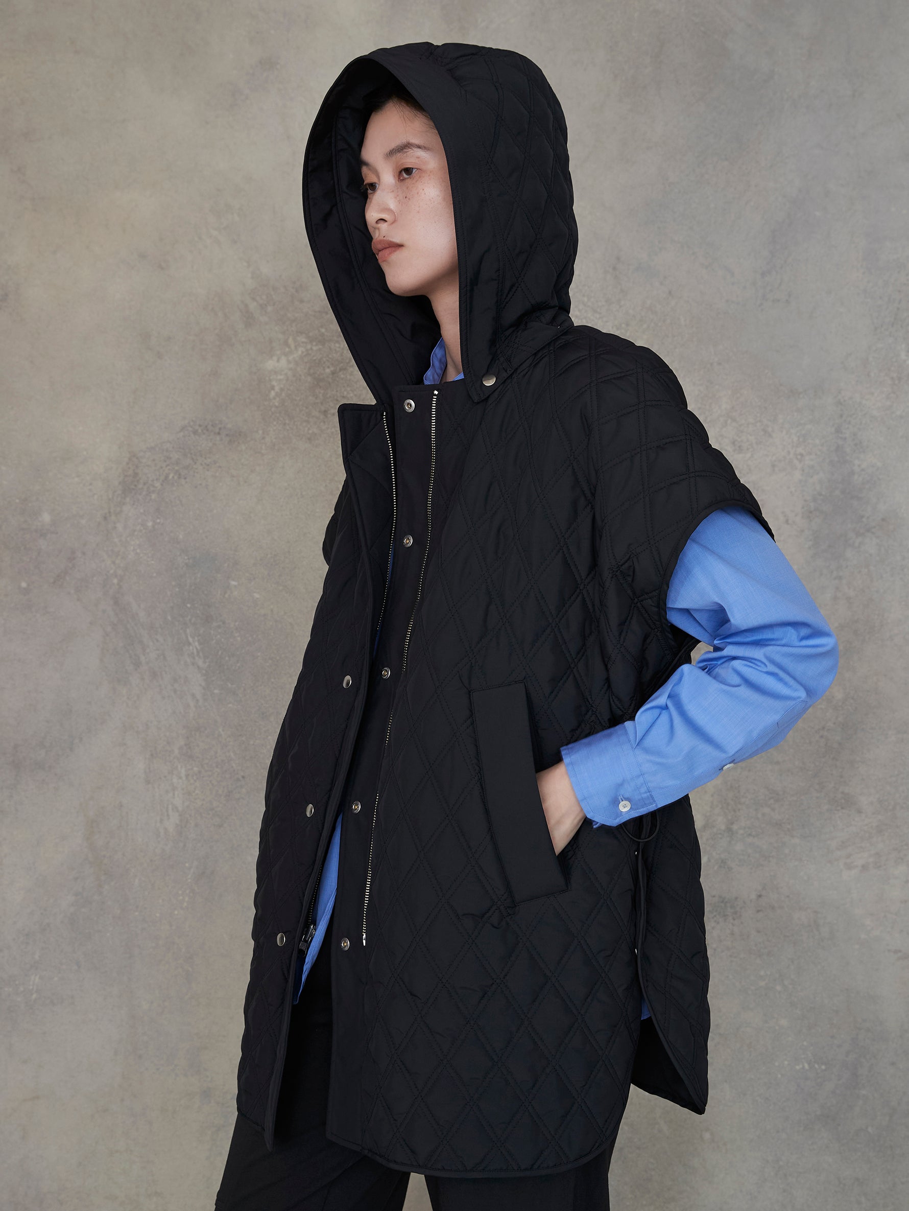 リバーシブルキルティングポンチョ/TBEA-032