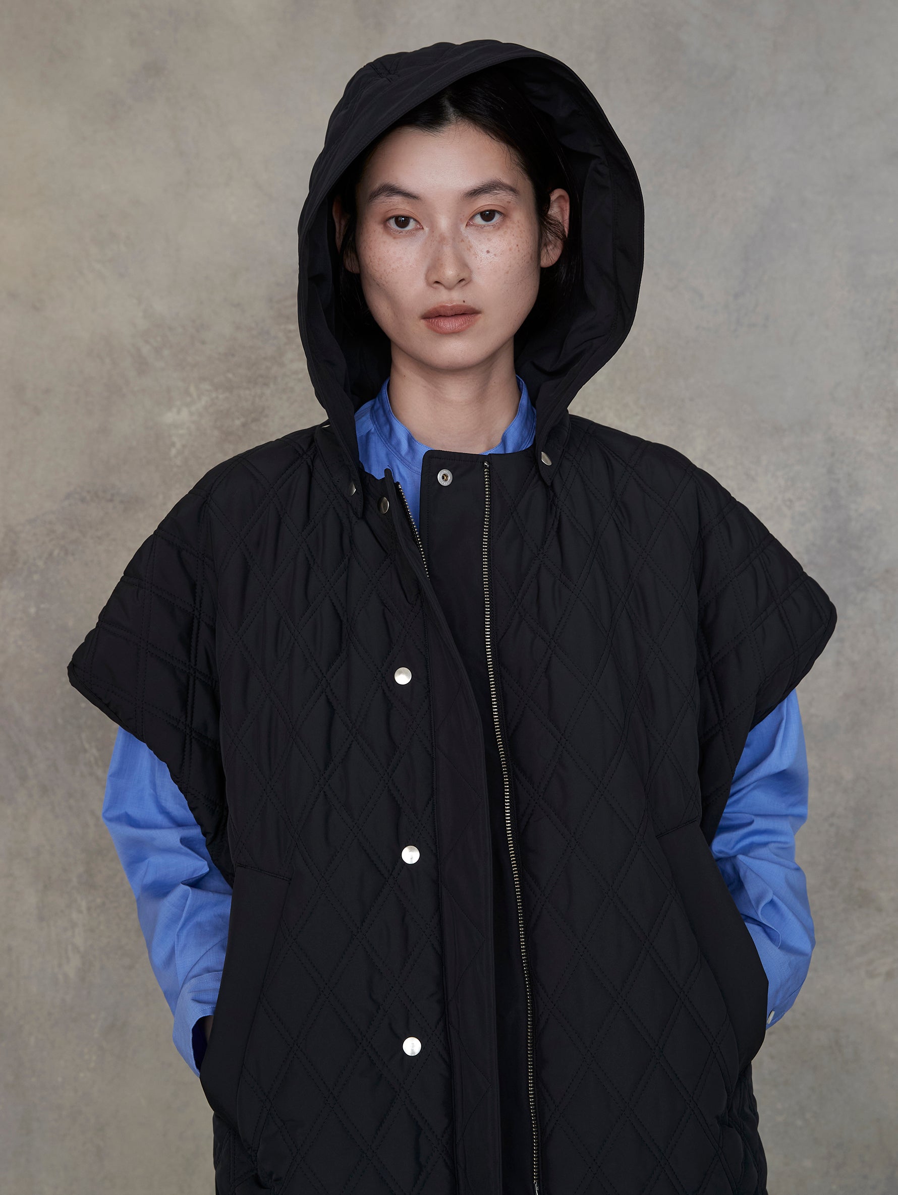 リバーシブルキルティングポンチョ/TBEA-032