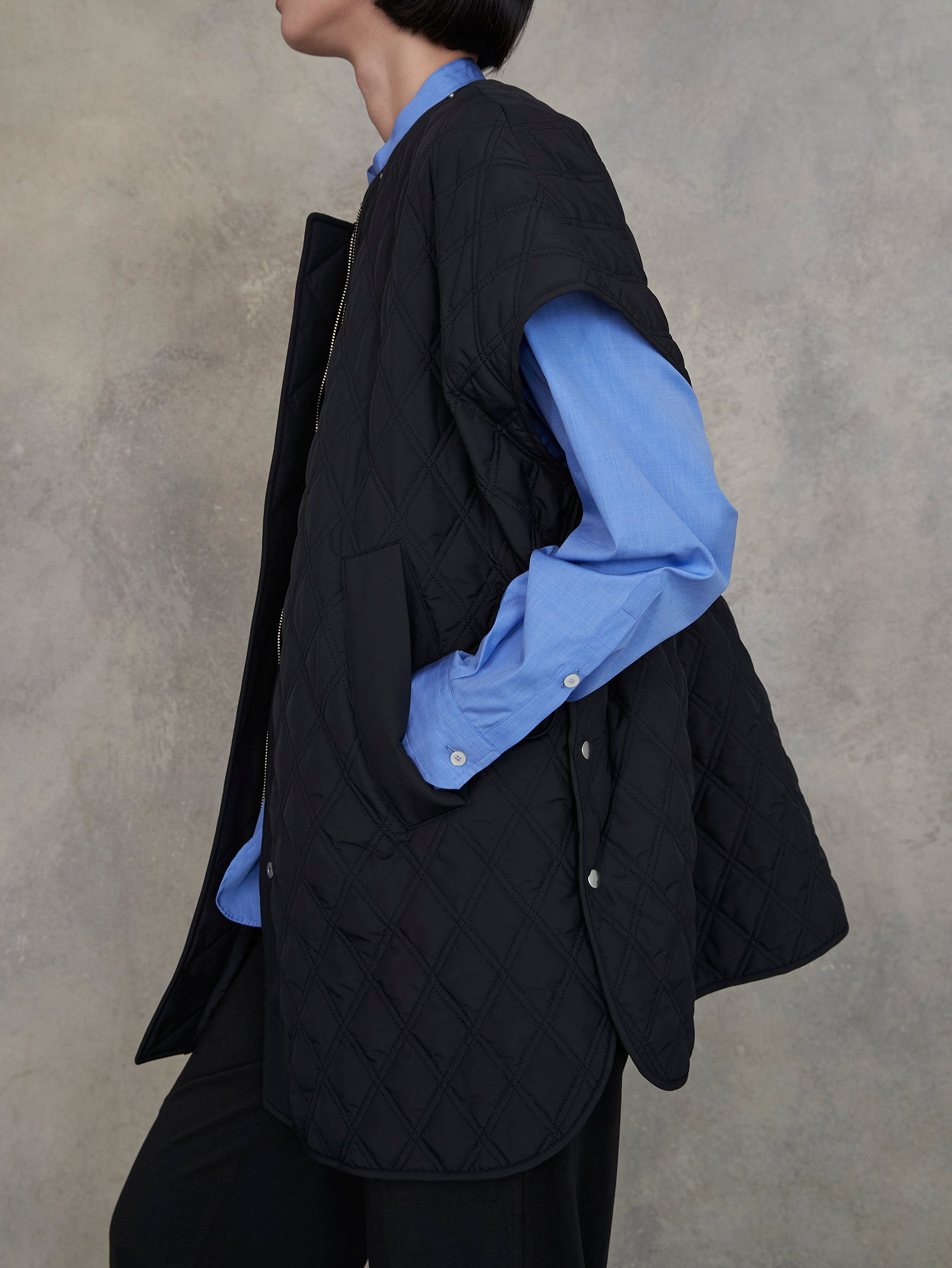 リバーシブルキルティングポンチョ/TBEA-032